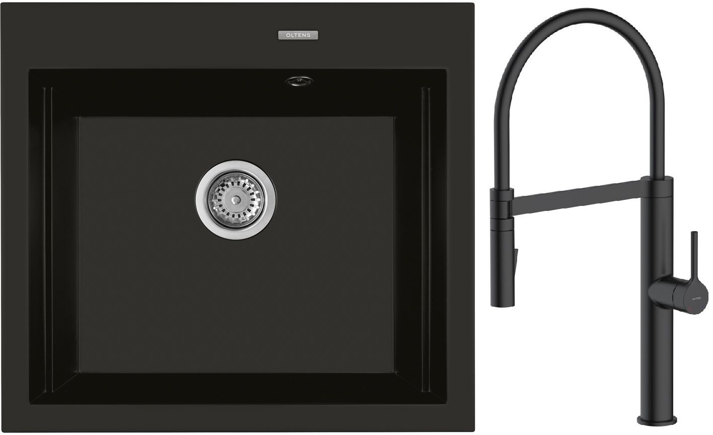 Set Küchenarmatur Oltens Borga 35207300, Granitspüle Oltens Gravan 72000300