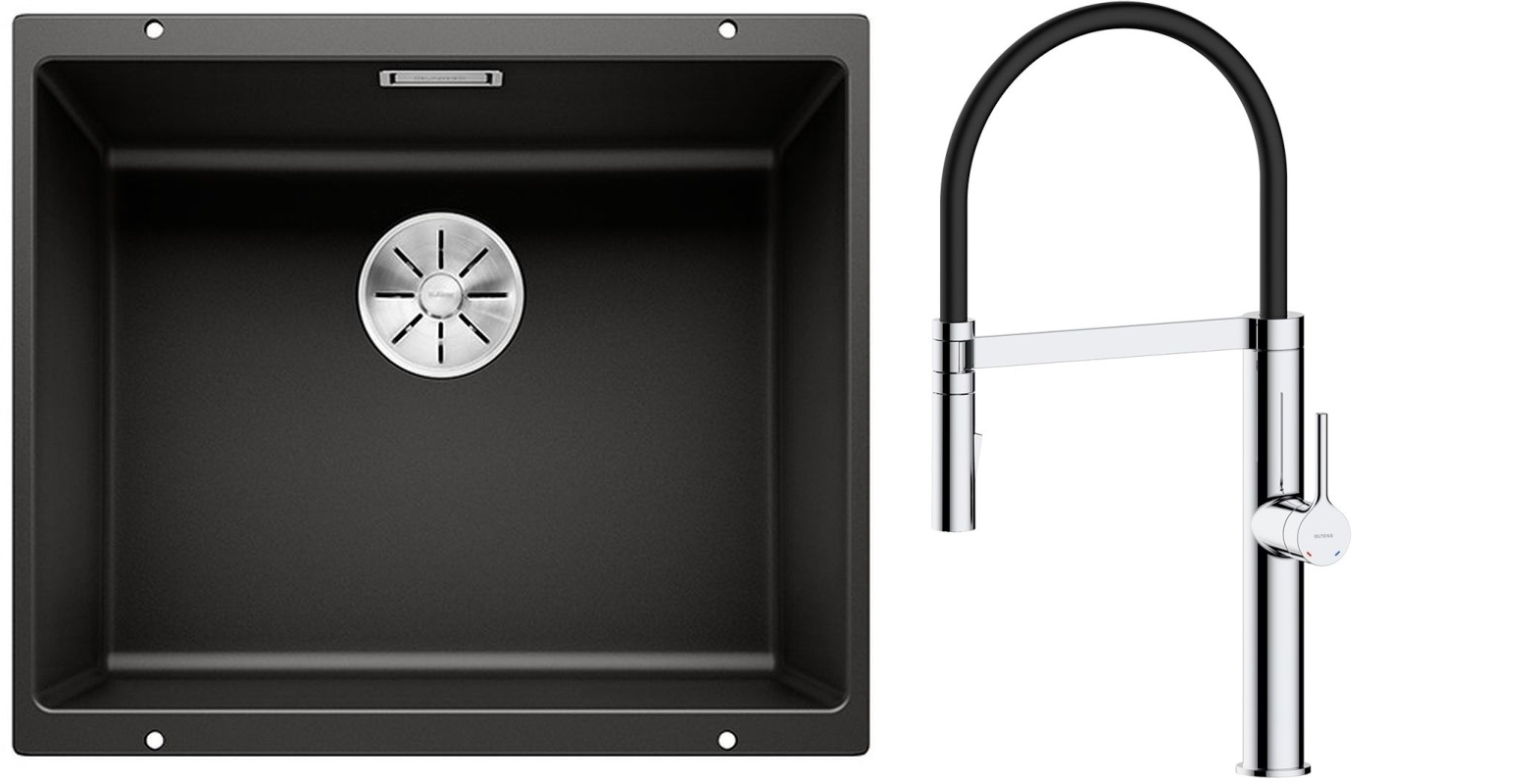 Set Granitspüle Blanco Subline 500-U 525995, Küchenarmatur Oltens Borga 35207100