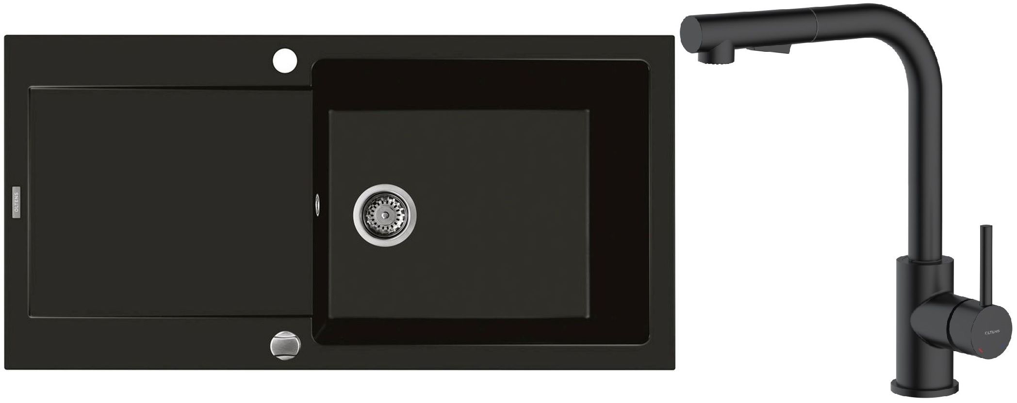 Set Granitspüle Oltens Gravan 72101300, Küchenarmatur Oltens Myvat 35205300