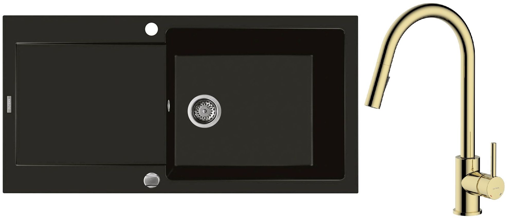 Set Granitspüle Oltens Gravan 72101300, Küchenarmatur Oltens Litla 35204800