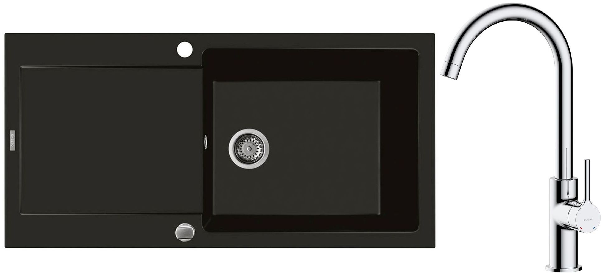 Set Granitspüle Oltens Gravan 72101300, Küchenarmatur Oltens Skafta 35206100