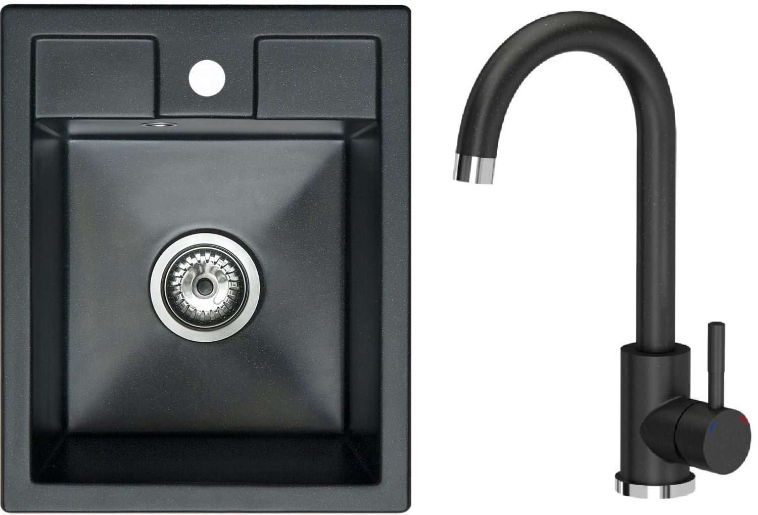 iceBerg Uno waschbecken mit wasserhahn onyx/schwarz ZZB14103BM