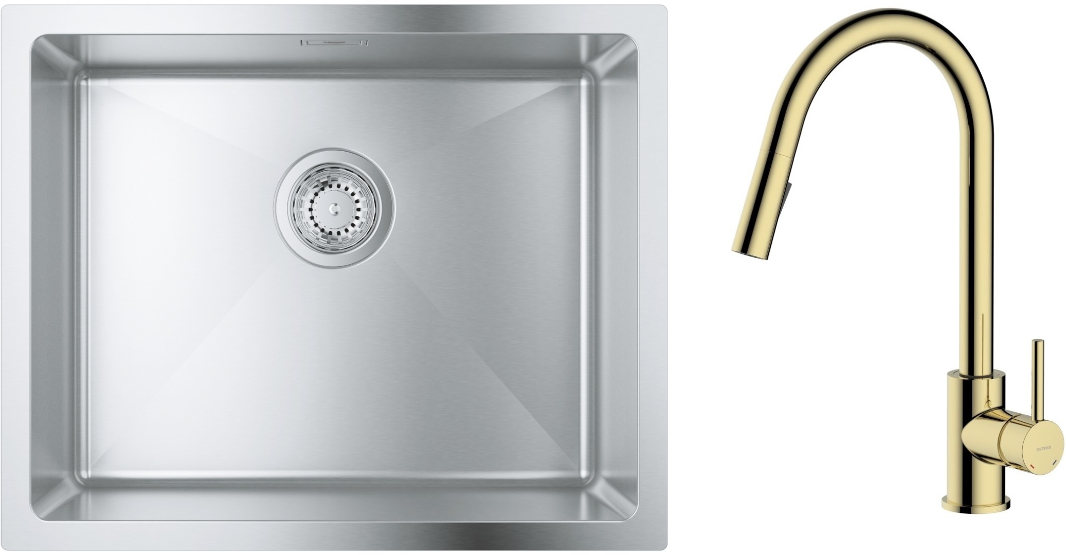 Set Stahlspüle Grohe K700 31574SD1, Küchenarmatur Oltens Litla 35204800