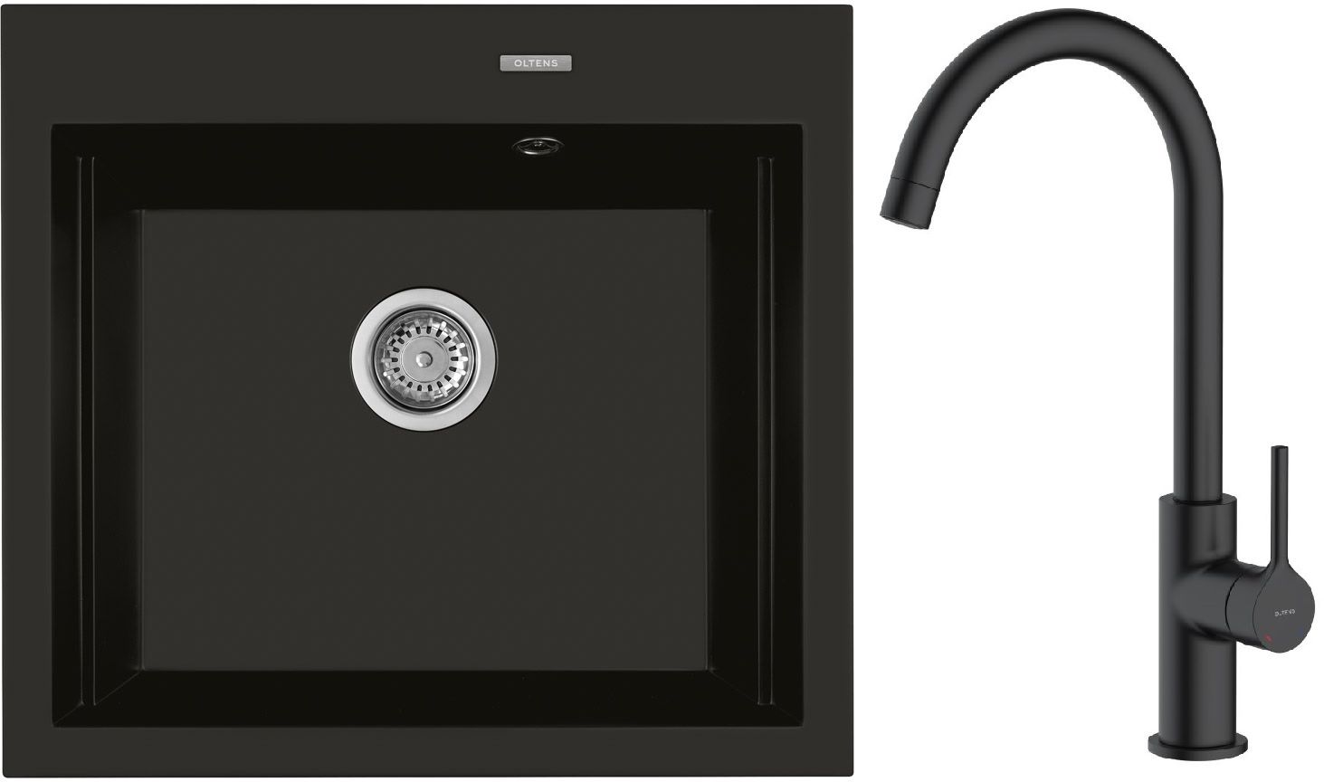 Set Granitspüle Oltens Gravan 72000300, Küchenarmatur Oltens Skafta 35206300