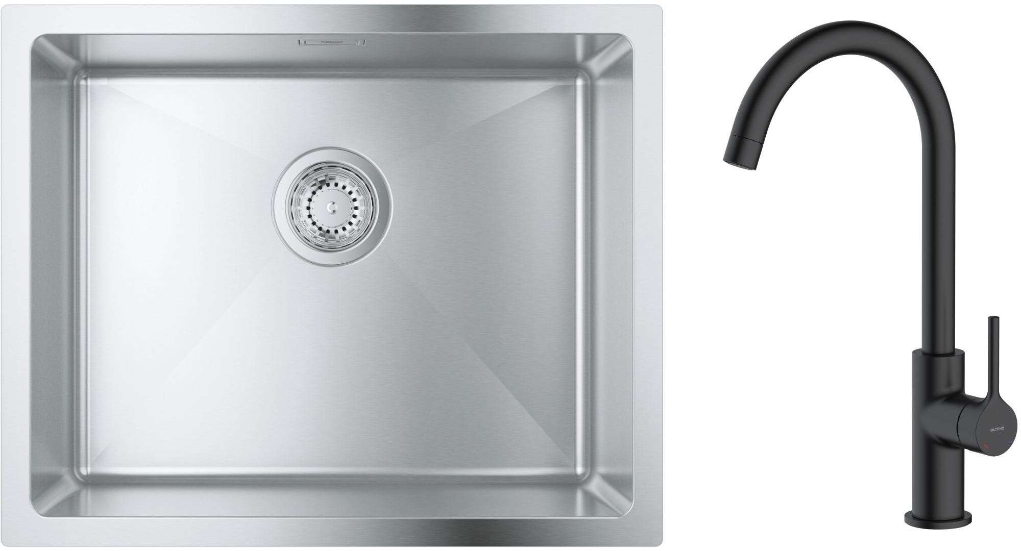 Set Stahlspüle Grohe K700 31574SD1, Küchenarmatur Oltens Skafta 35206300