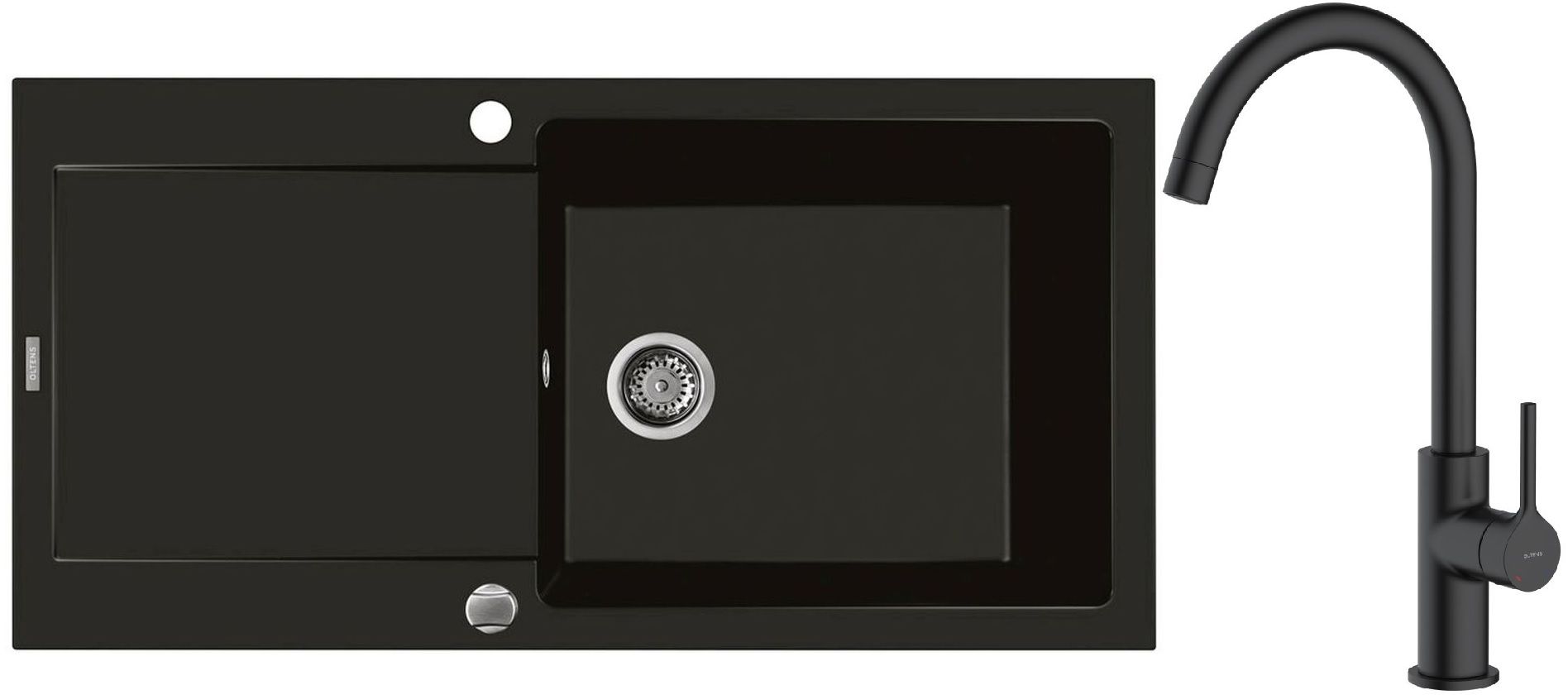 Set Granitspüle Oltens Gravan 72101300, Küchenarmatur Oltens Skafta 35206300