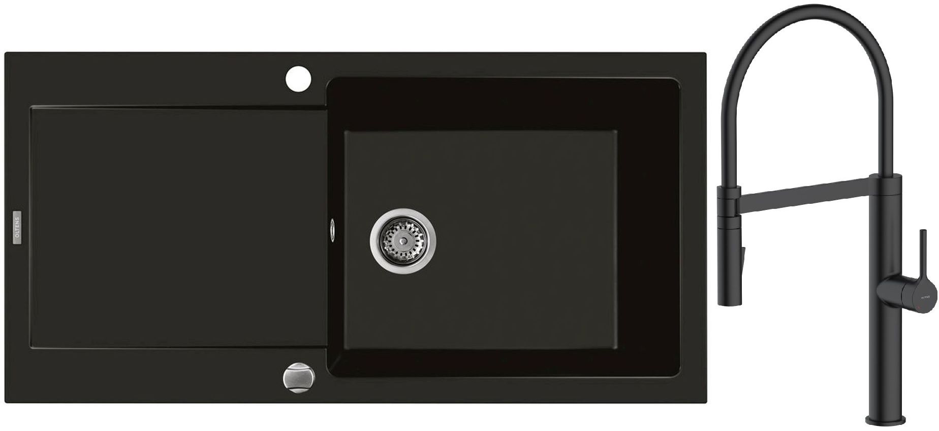 Set Granitspüle Oltens Gravan 72101300, Küchenarmatur Oltens Borga 35207300