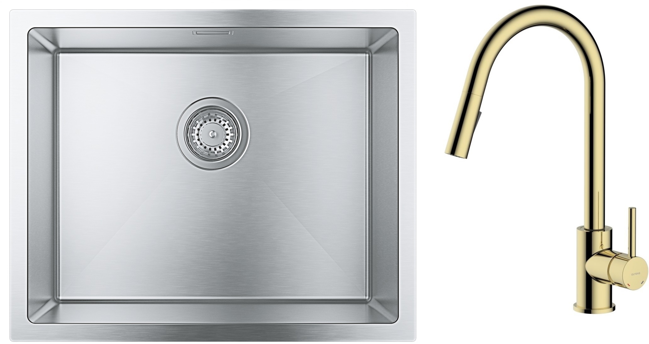 Set Stahlspüle Grohe K700 31726SD0, Küchenarmatur Oltens Litla 35204800