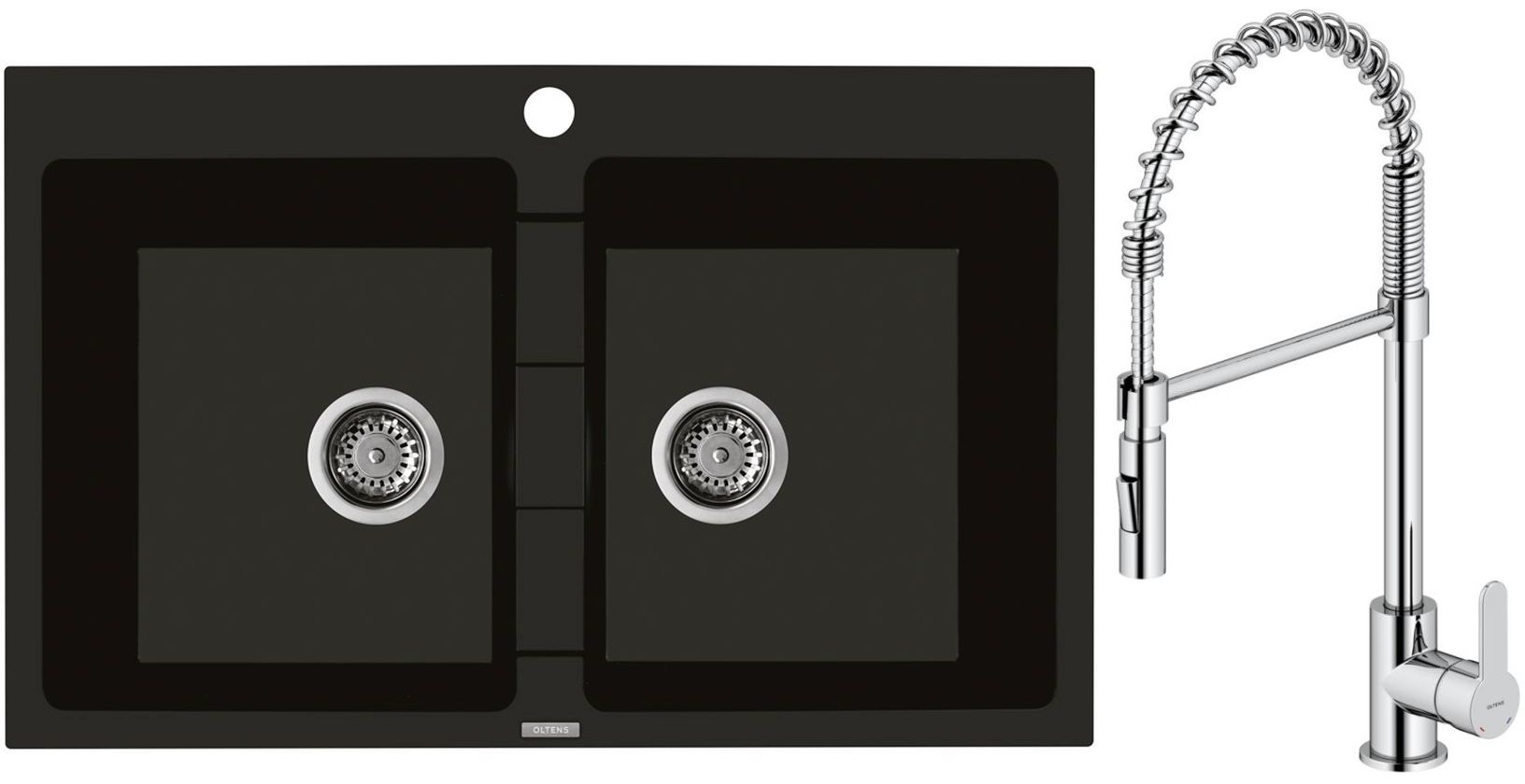 Set Küchenarmatur Oltens Duf 35203100, Granitspüle Oltens Gravan 72400300