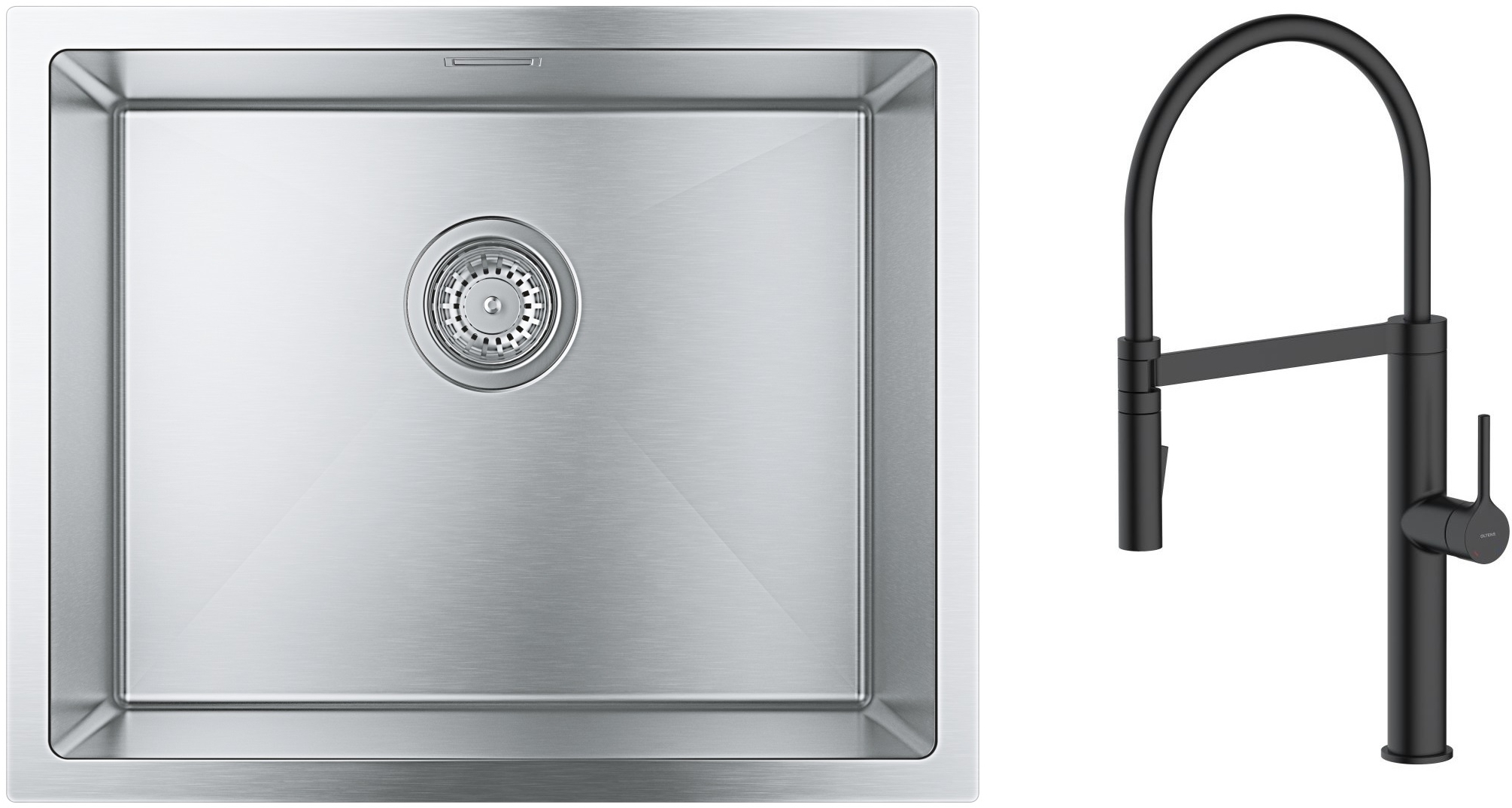 Set Küchenarmatur Oltens Borga 35207300, Stahlspüle Grohe K700 31726SD0