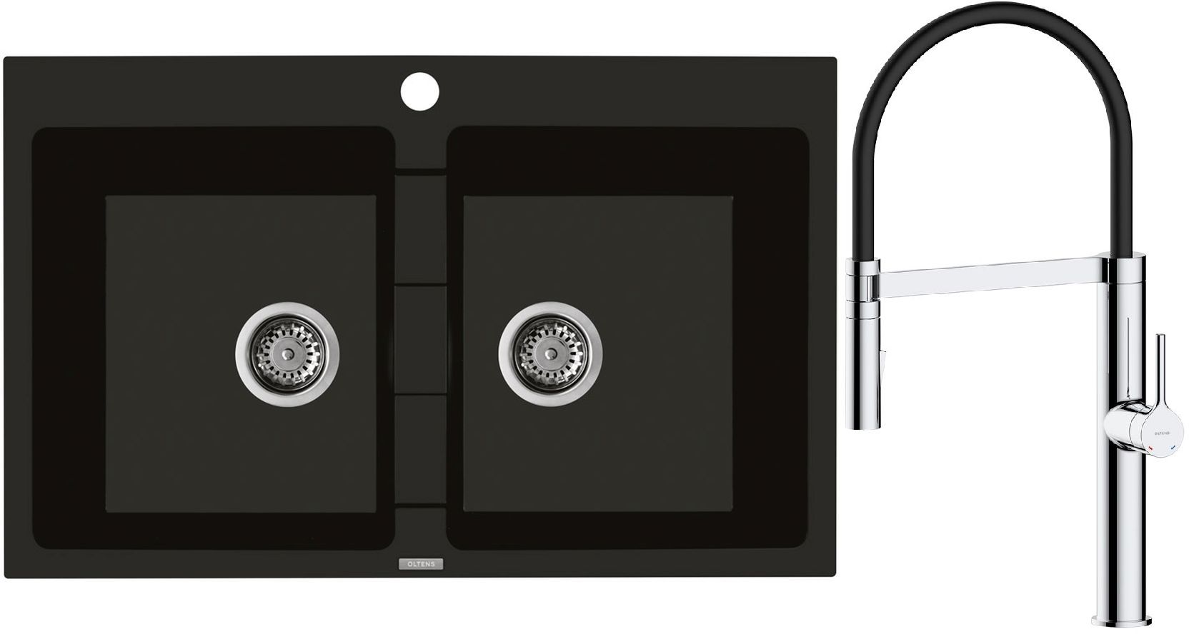 Set Küchenarmatur Oltens Borga 35207100, Granitspüle Oltens Gravan 72400300