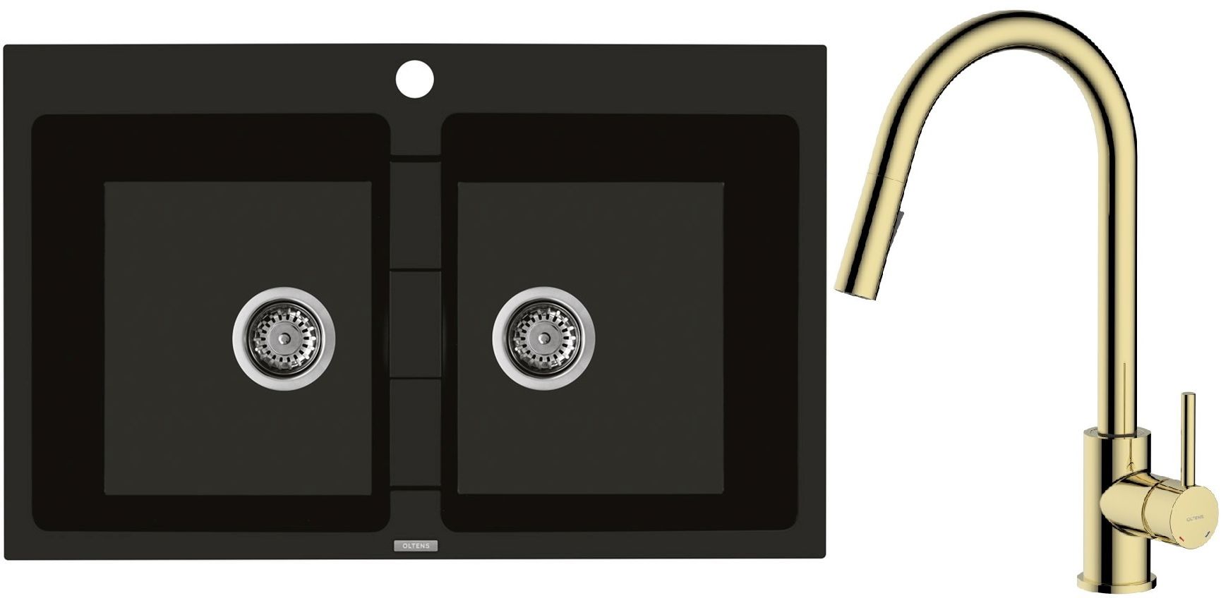 Set Küchenarmatur Oltens Litla 35204800, Granitspüle Oltens Gravan 72400300