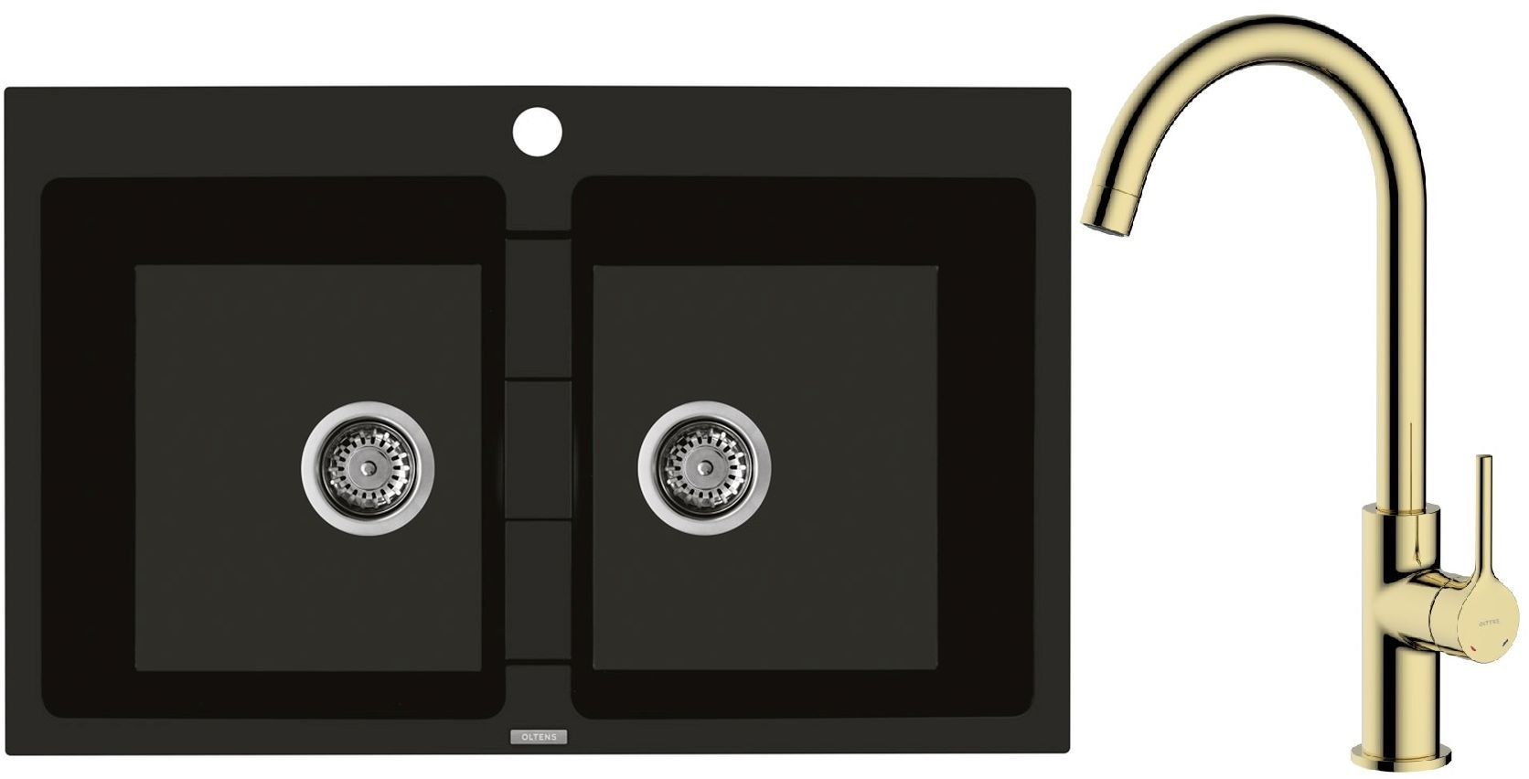 Set Granitspüle Oltens Gravan 72400300, Küchenarmatur Oltens Skafta 35206800