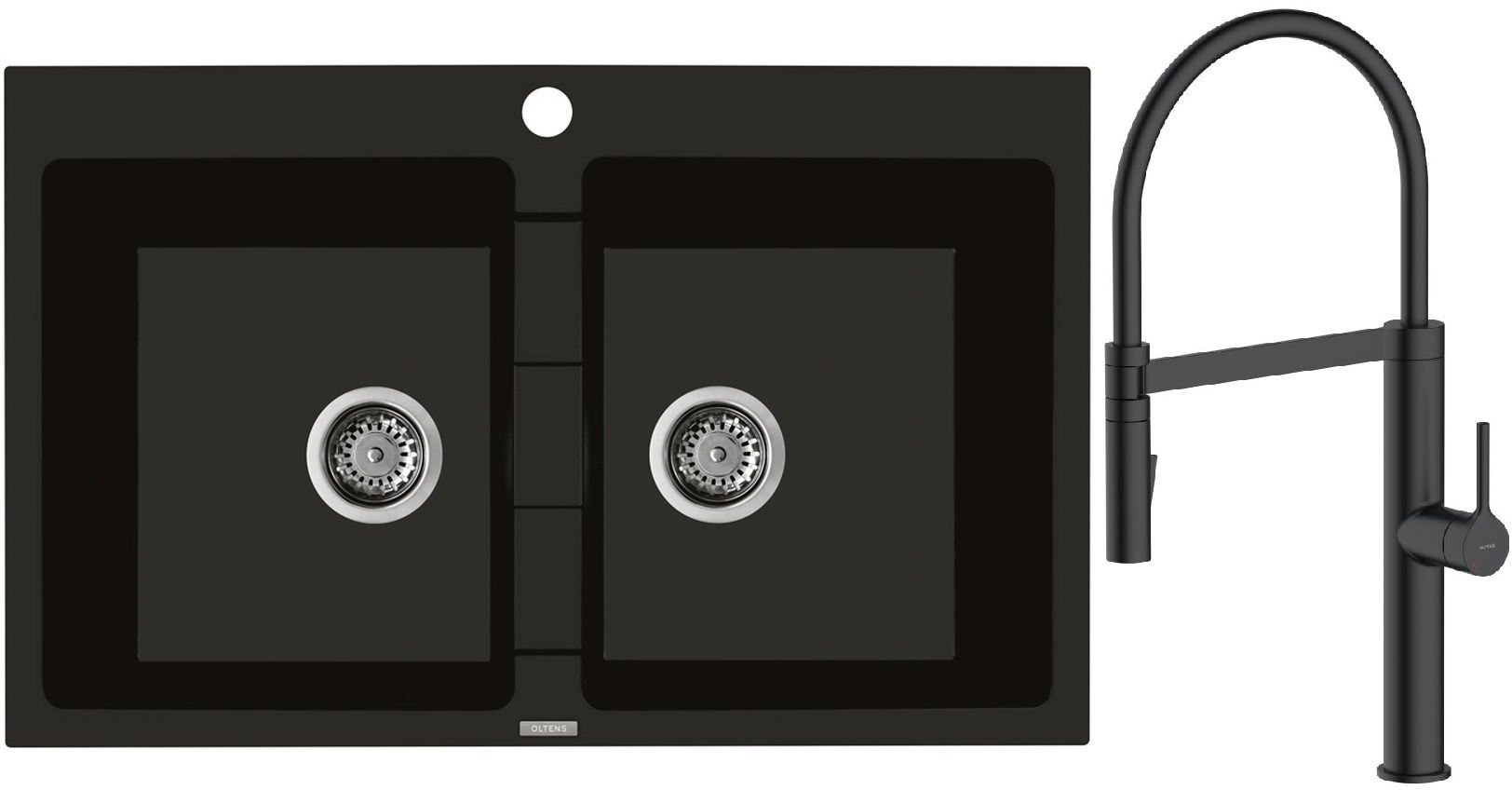 Set Küchenarmatur Oltens Borga 35207300, Granitspüle Oltens Gravan 72400300
