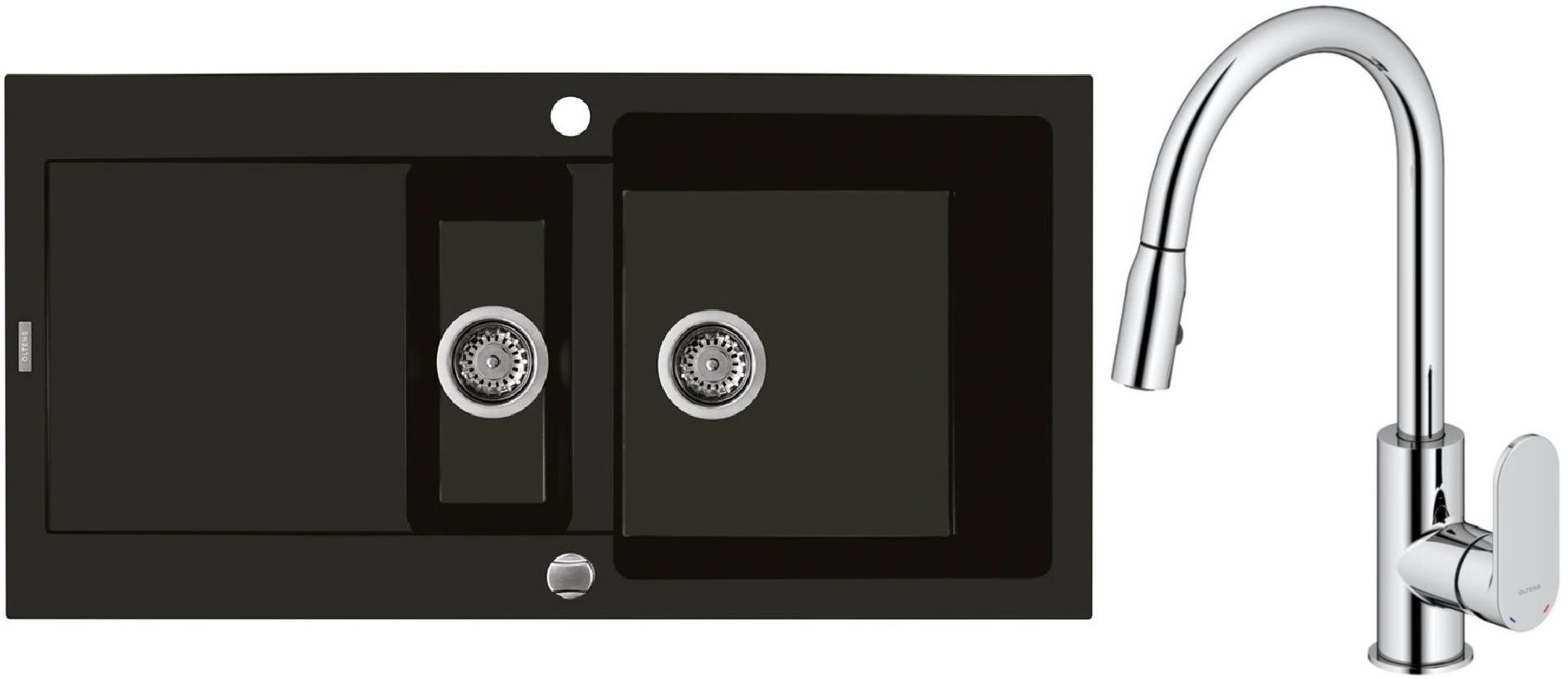 Set Granitspüle Oltens Gravan 72300300, Küchenarmatur Oltens Lista 35202100