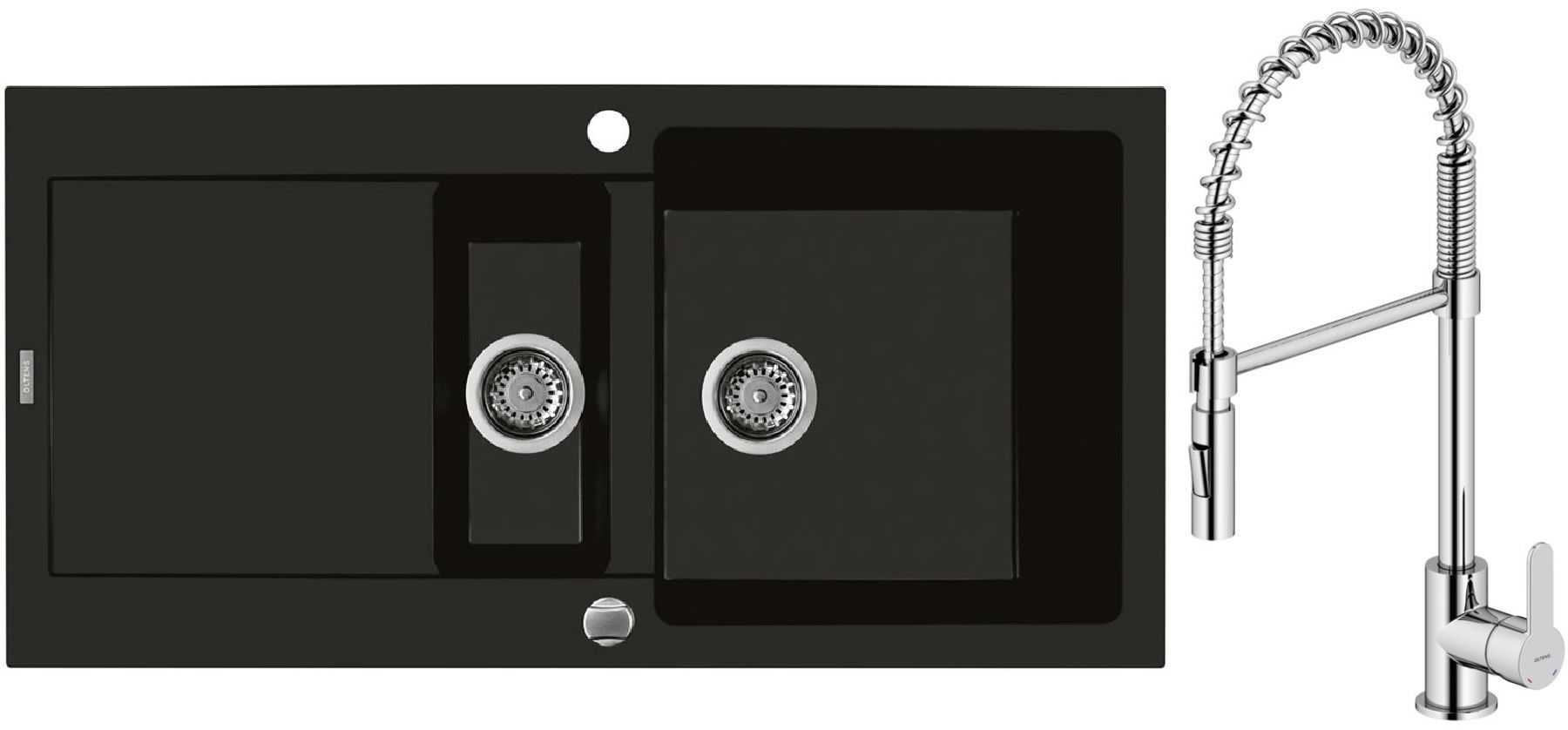 Set Granitspüle Oltens Gravan 72300300, Küchenarmatur Oltens Duf 35203100