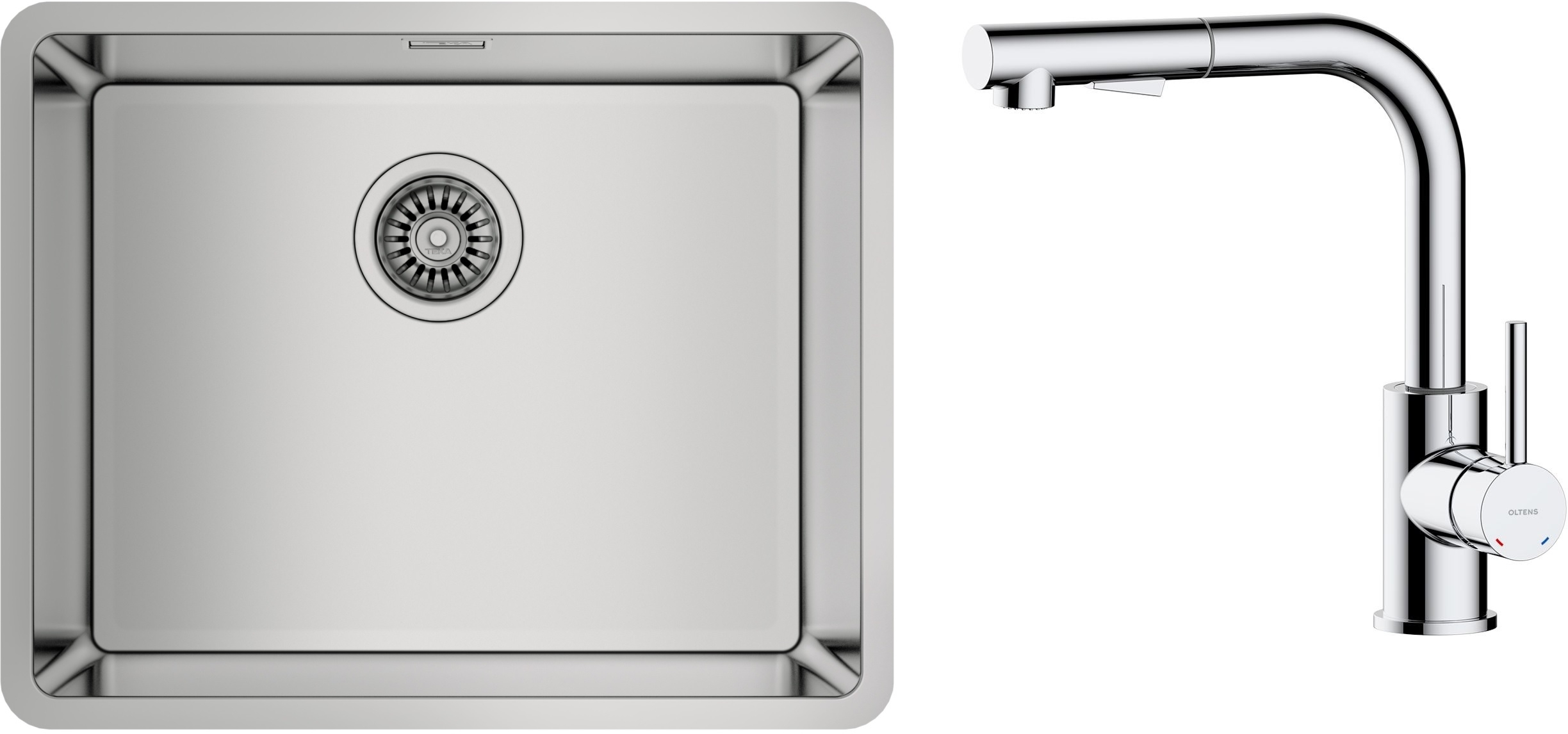 Set Stahlspüle Teka Be Linea 115000005, Küchenarmatur Oltens Myvat 35205100