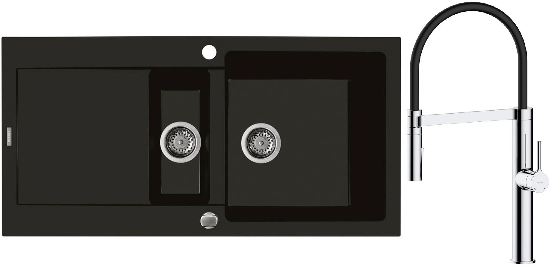 Set Granitspüle Oltens Gravan 72300300, Küchenarmatur Oltens Borga 35207100