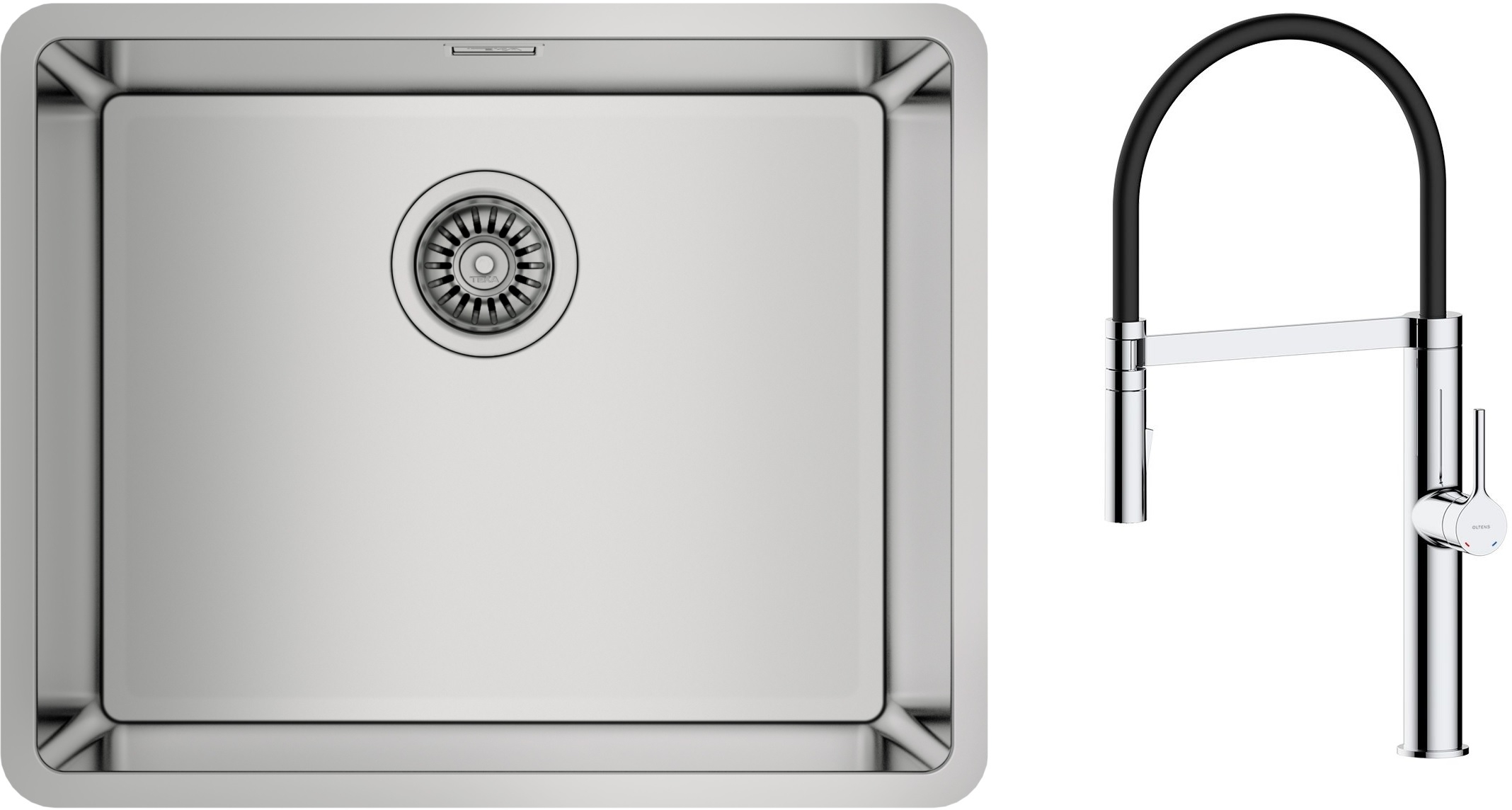 Set Stahlspüle Teka Be Linea 115000005, Küchenarmatur Oltens Borga 35207100