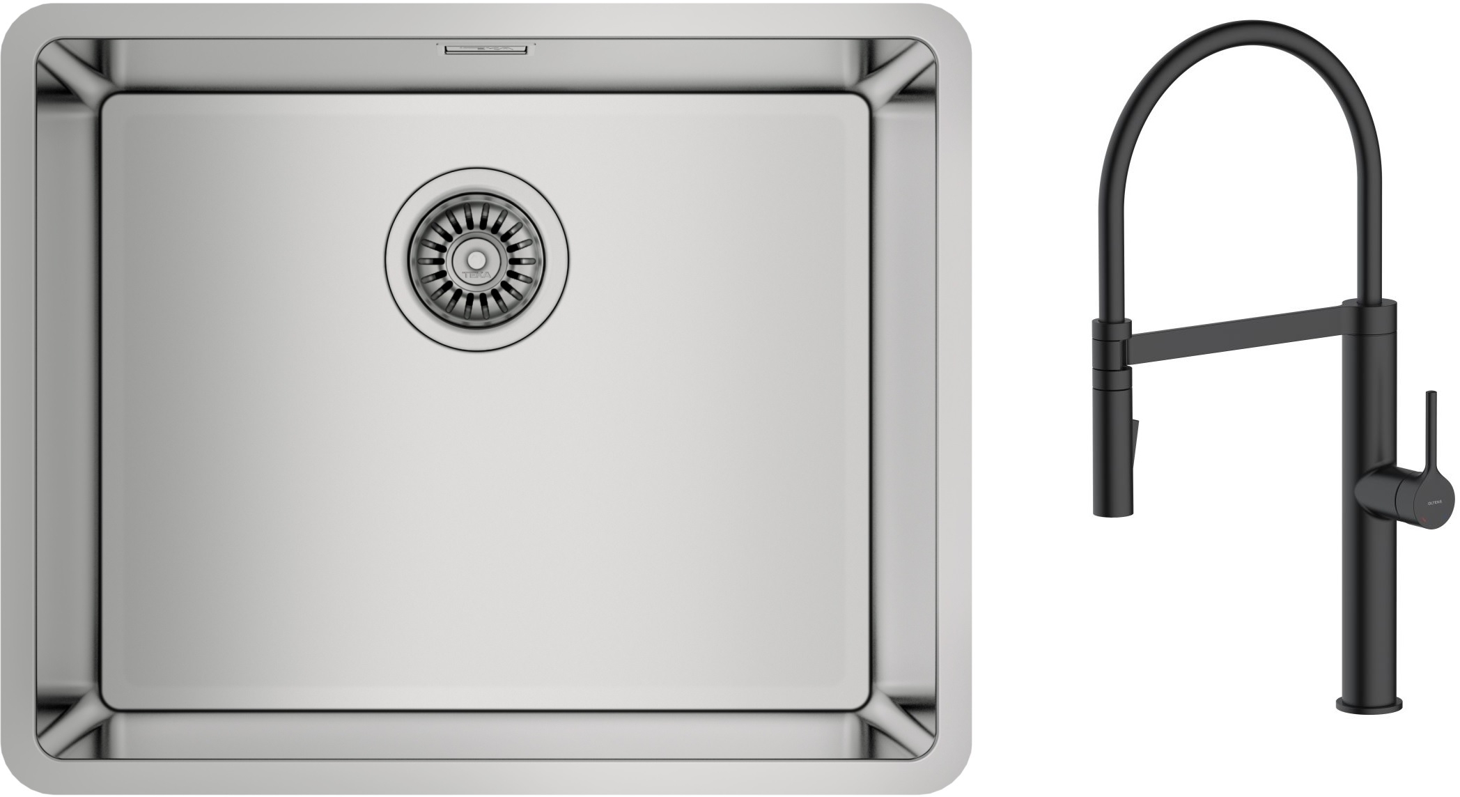 Set Küchenarmatur Oltens Borga 35207300, Stahlspüle Teka Be Linea 115000005
