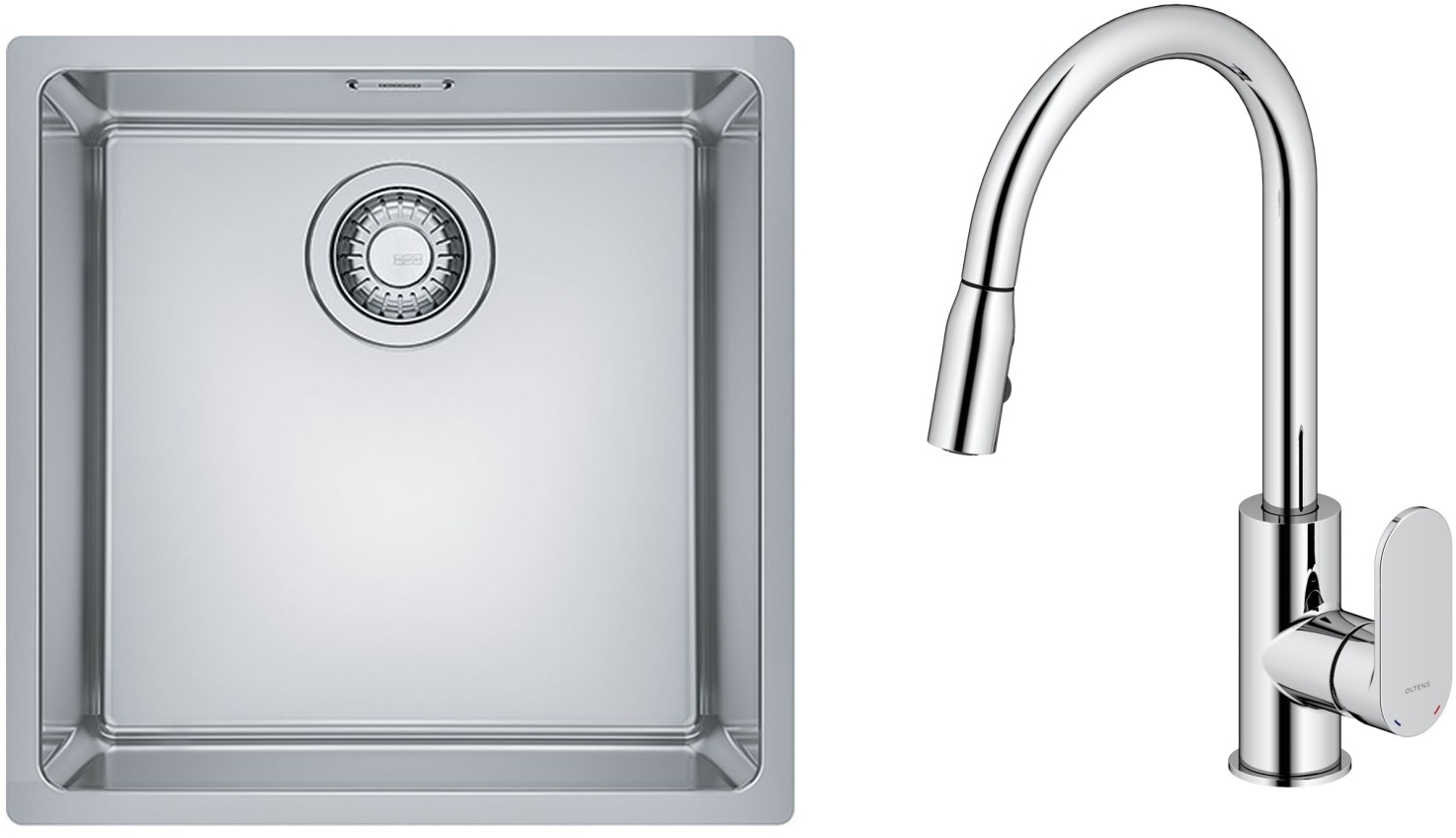 Set Stahlspüle Franke Maris 122.0543.995, Küchenarmatur Oltens Lista 35202100