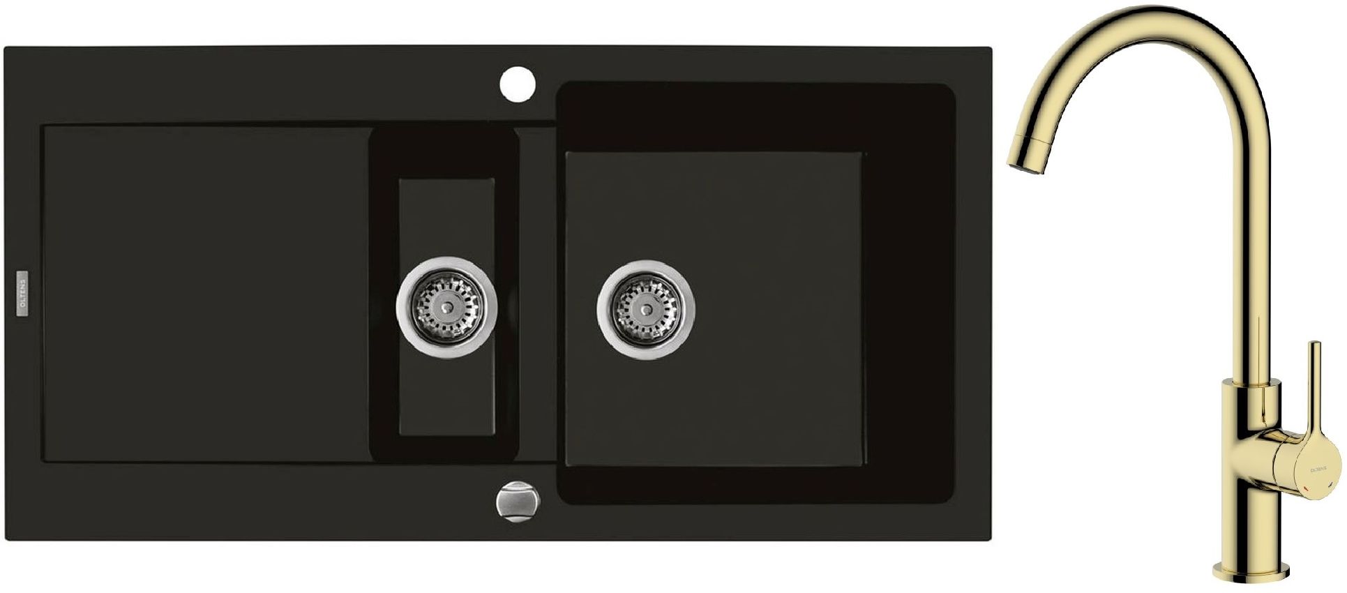 Set Granitspüle Oltens Gravan 72300300, Küchenarmatur Oltens Skafta 35206800