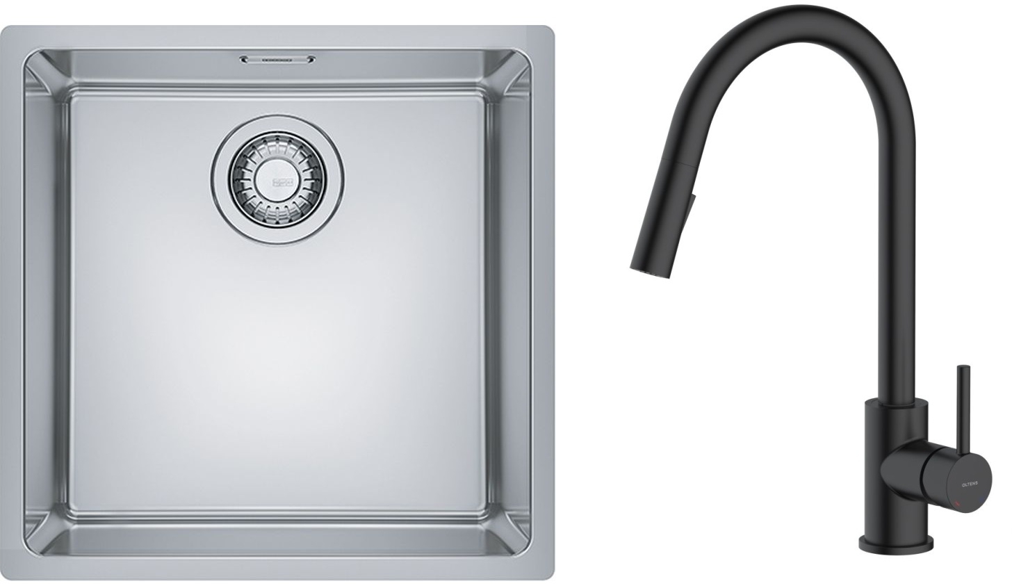 Set Stahlspüle Franke Maris 122.0543.995, Küchenarmatur Oltens Litla 35204300