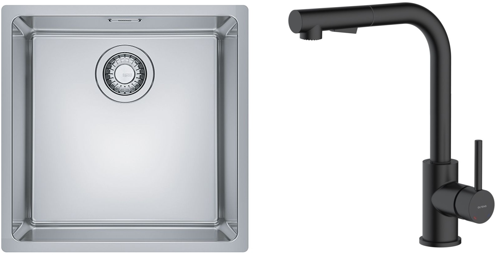 Set Stahlspüle Franke Maris 122.0543.995, Küchenarmatur Oltens Myvat 35205300