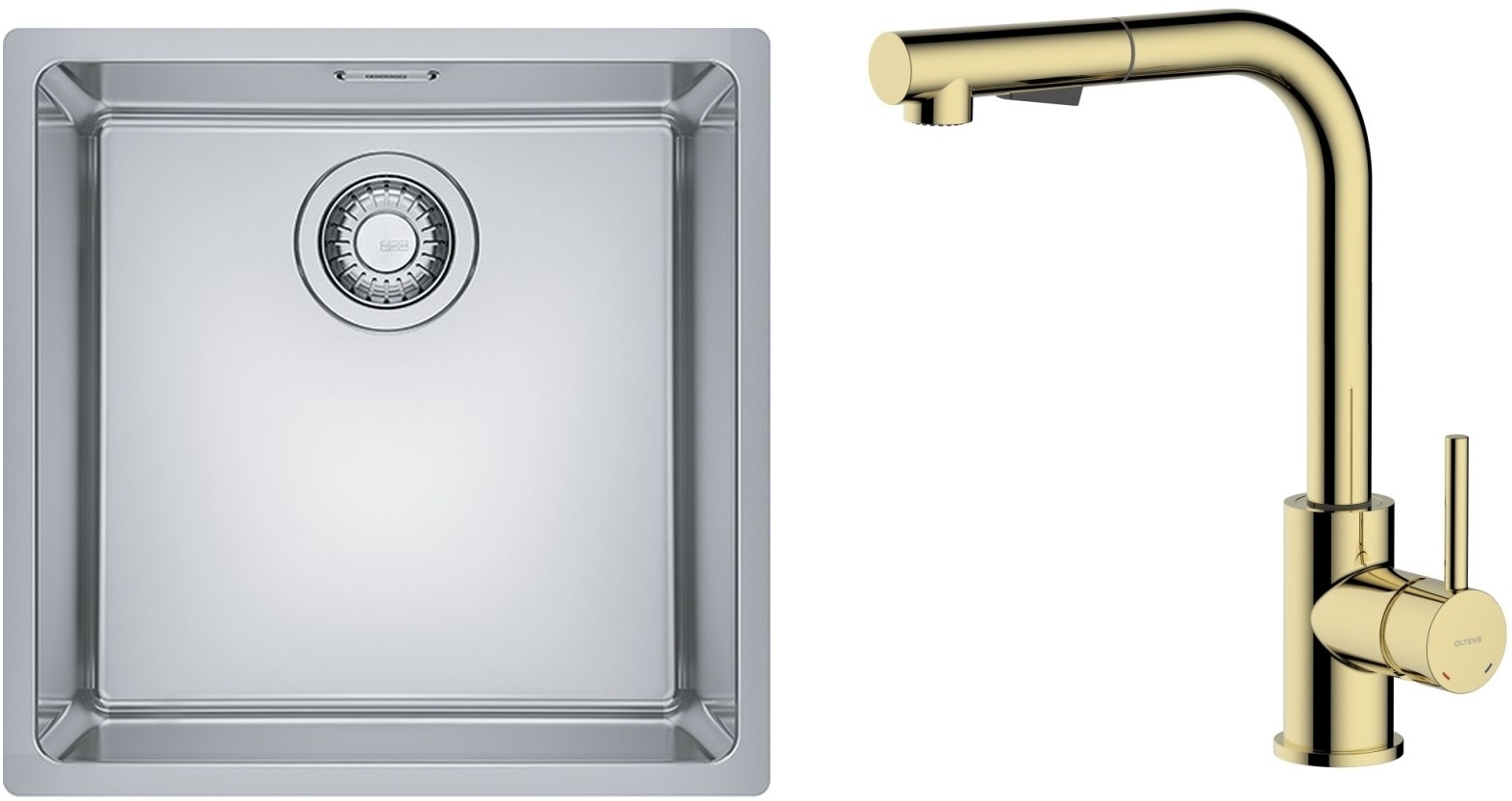 Set Stahlspüle Franke Maris 122.0543.995, Küchenarmatur Oltens Myvat 35205800