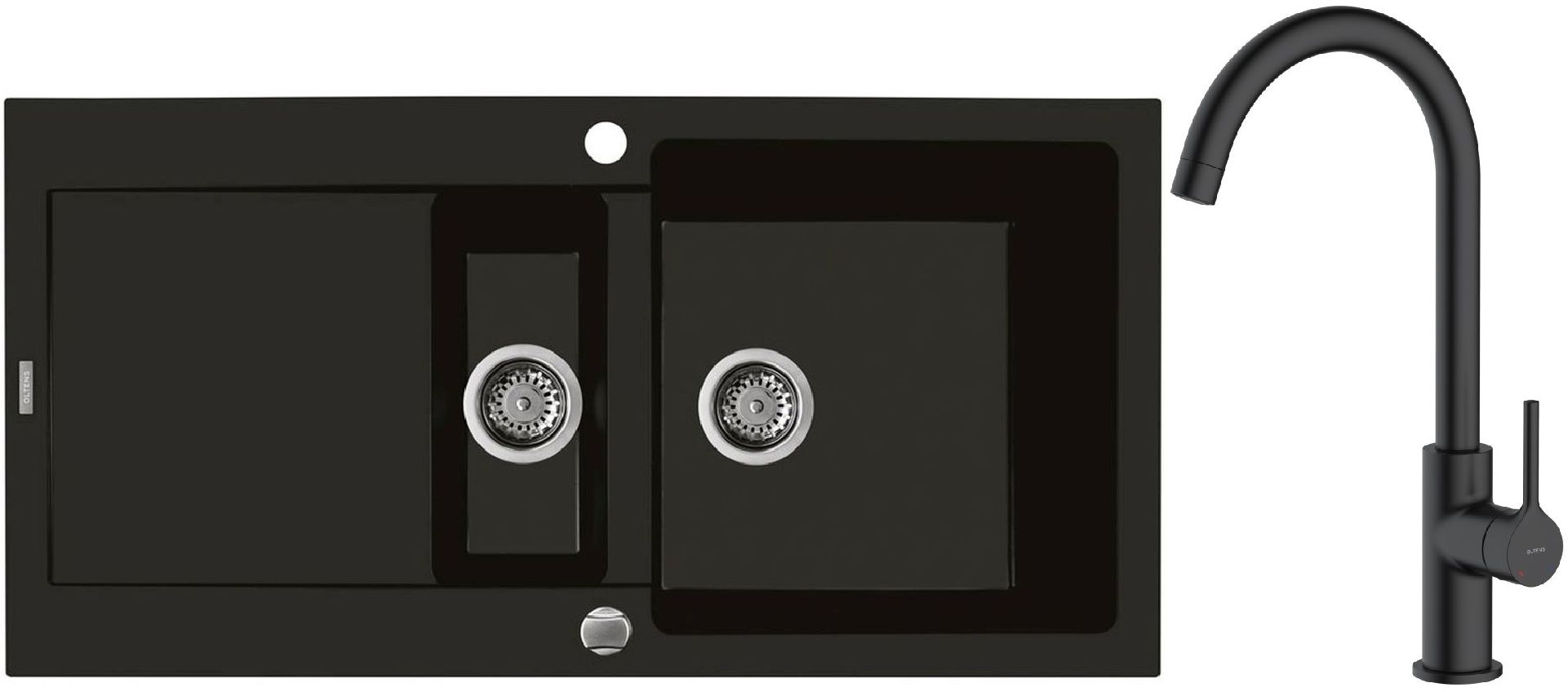Set Granitspüle Oltens Gravan 72300300, Küchenarmatur Oltens Skafta 35206300