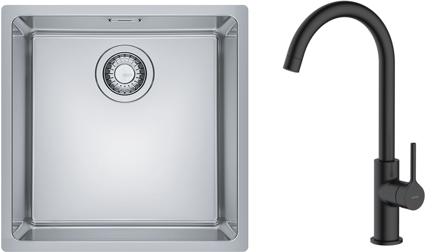 Set Stahlspüle Franke Maris 122.0543.995, Küchenarmatur Oltens Skafta 35206300