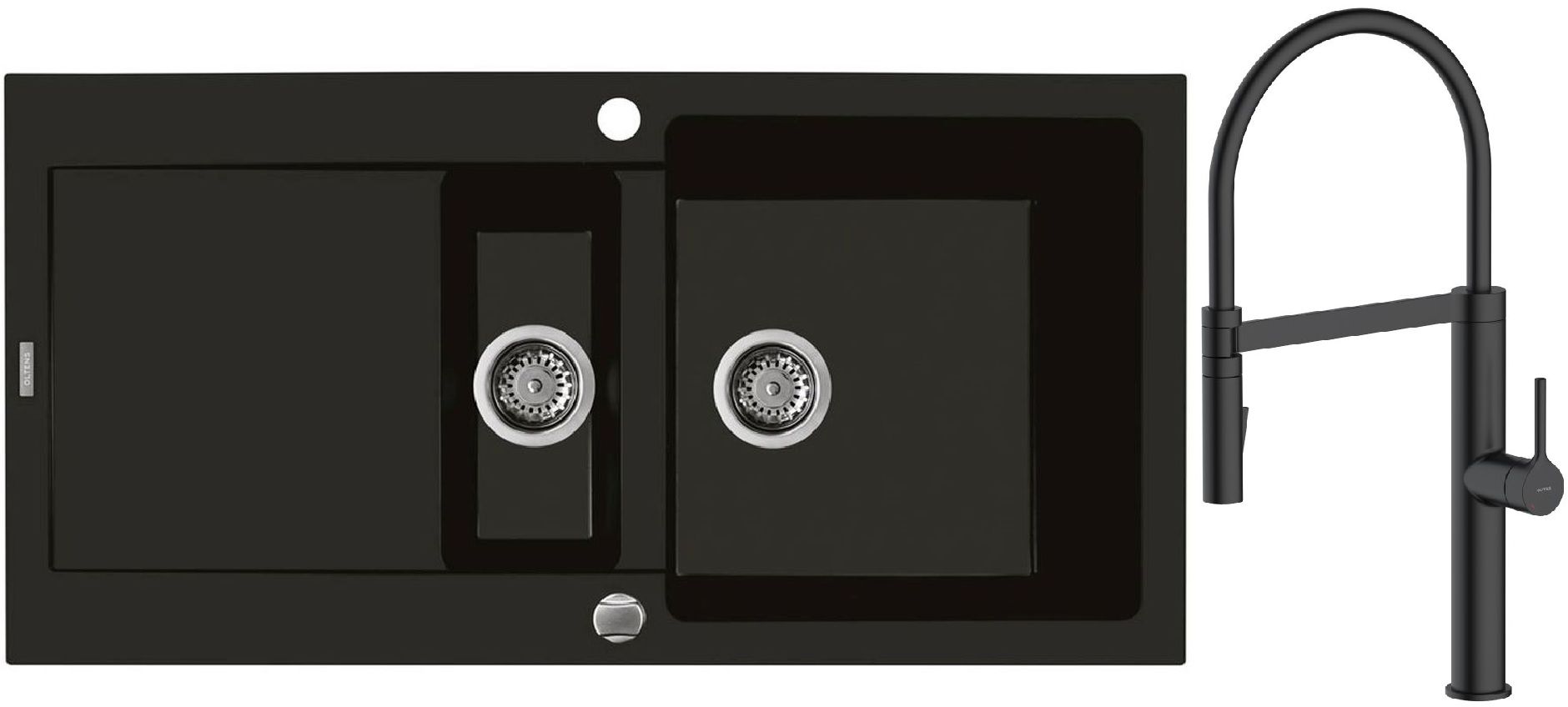 Set Granitspüle Oltens Gravan 72300300, Küchenarmatur Oltens Borga 35207300