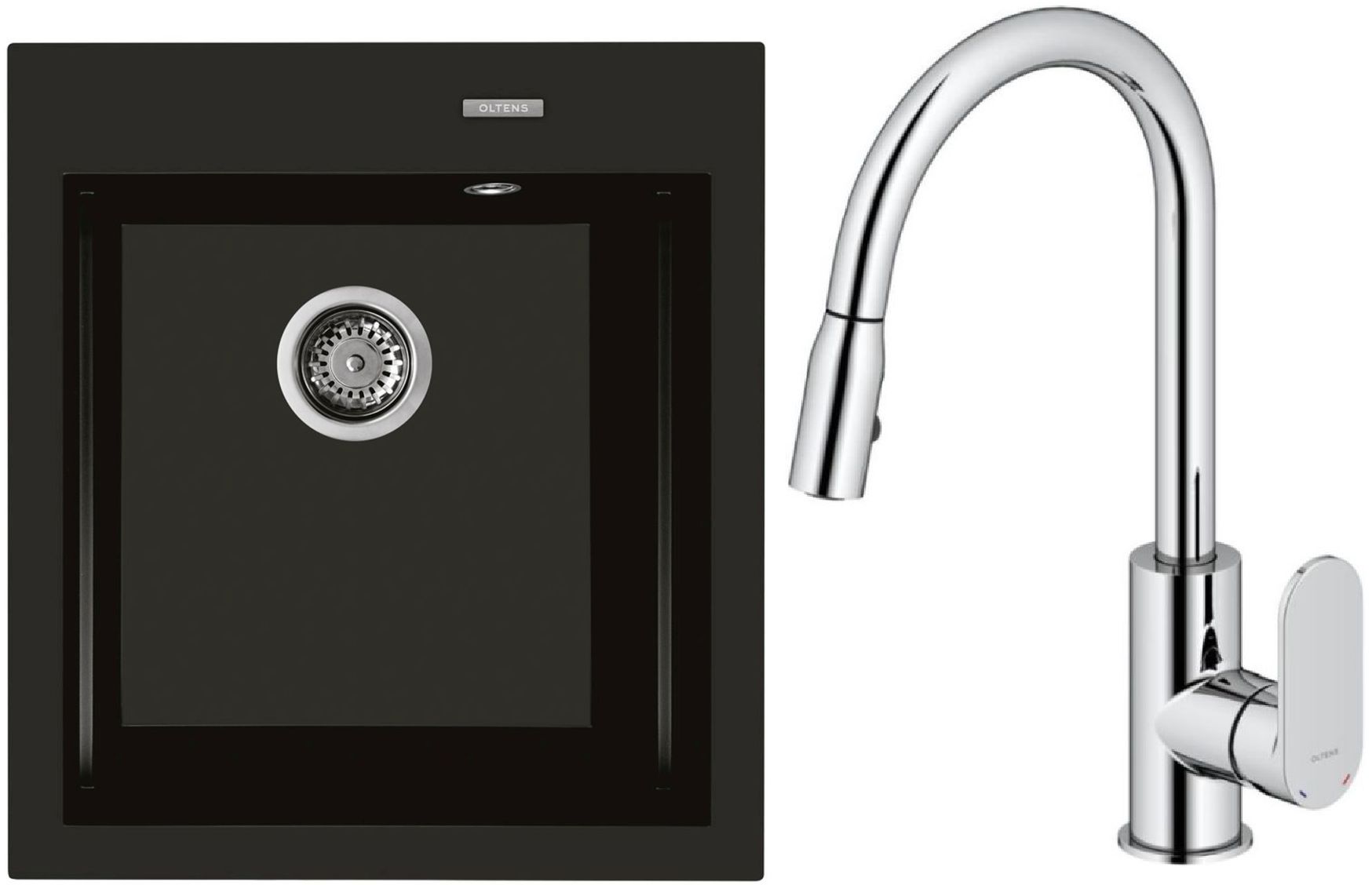 Set Granitspüle Oltens Gravan 72001300, Küchenarmatur Oltens Lista 35202100