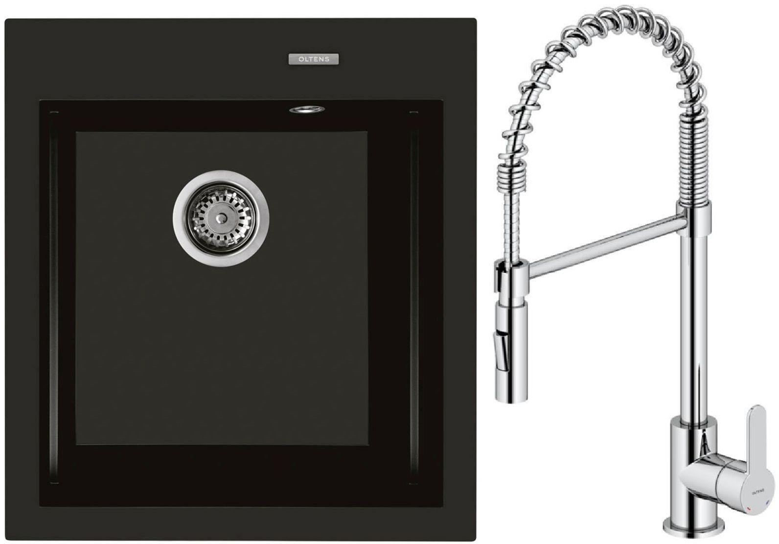 Set Küchenarmatur Oltens Duf 35203100, Granitspüle Oltens Gravan 72001300