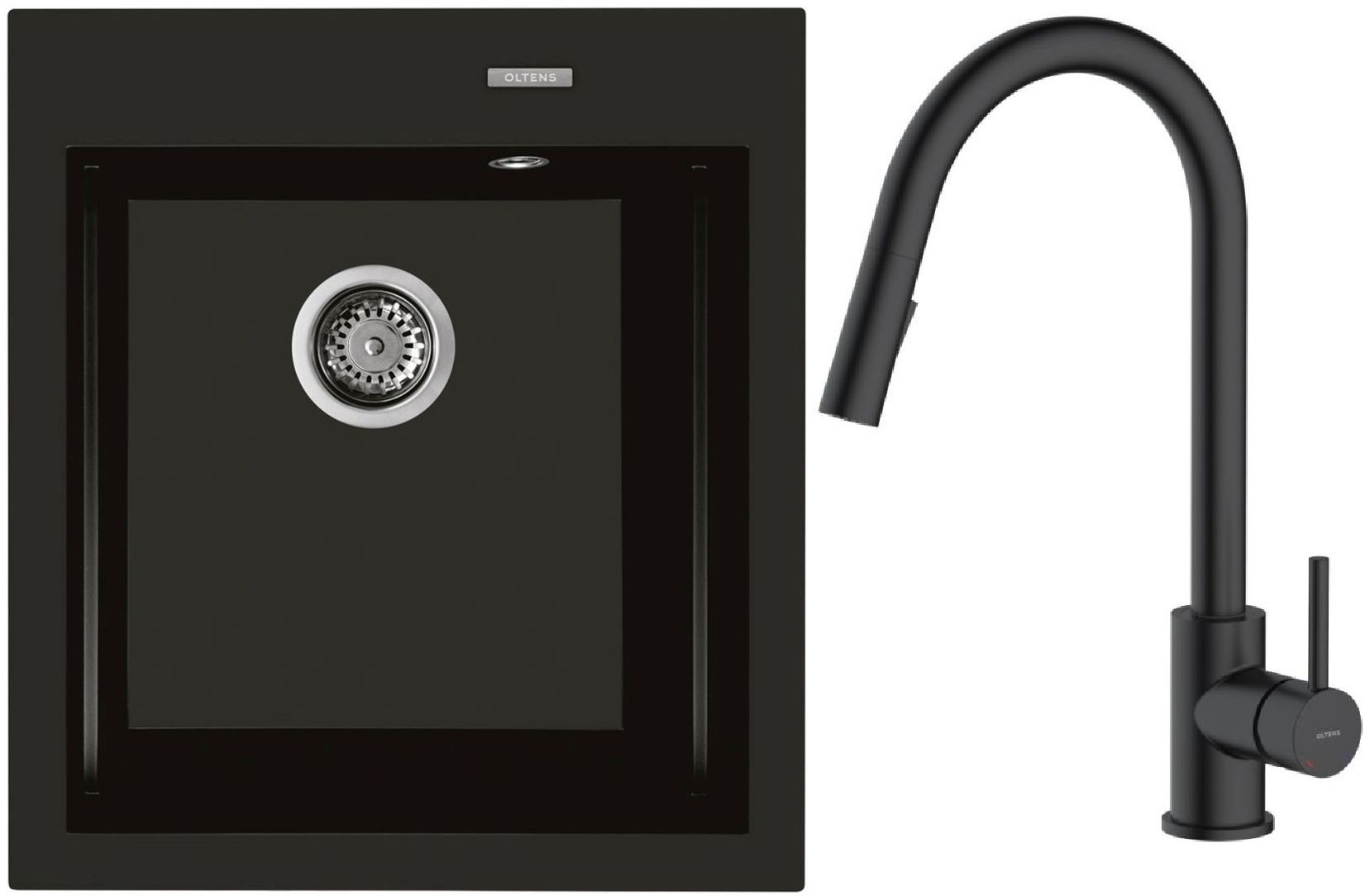 Set Granitspüle Oltens Gravan 72001300, Küchenarmatur Oltens Litla 35204300
