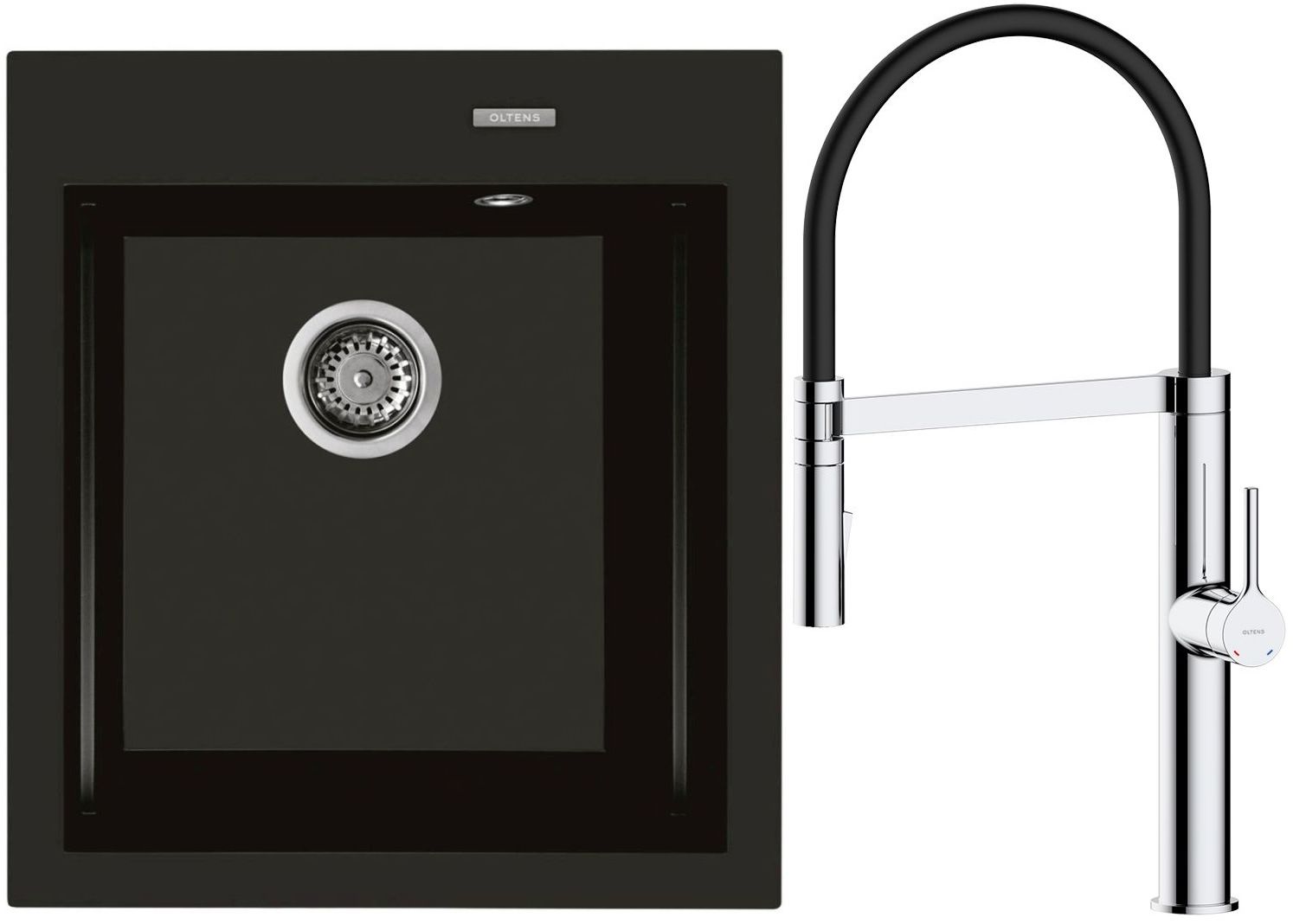 Set Küchenarmatur Oltens Borga 35207100, Granitspüle Oltens Gravan 72001300