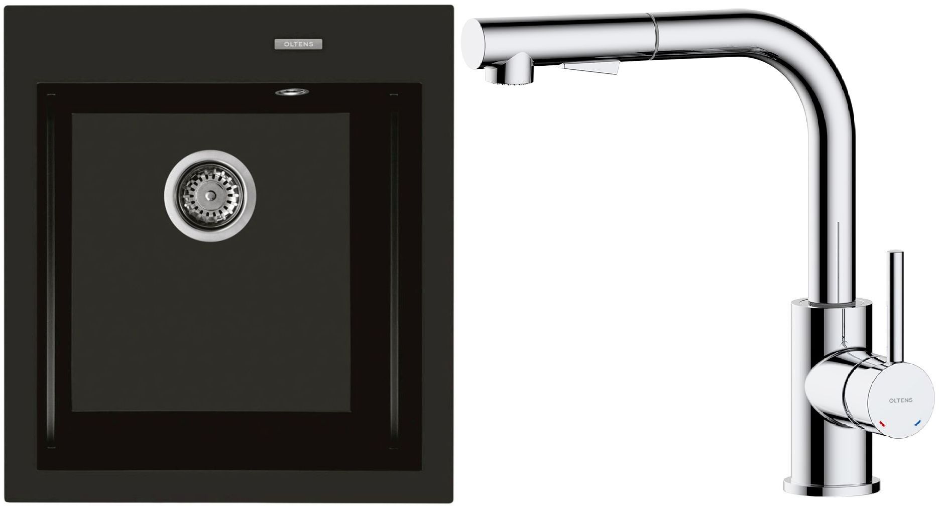 Set Granitspüle Oltens Gravan 72001300, Küchenarmatur Oltens Myvat 35205100