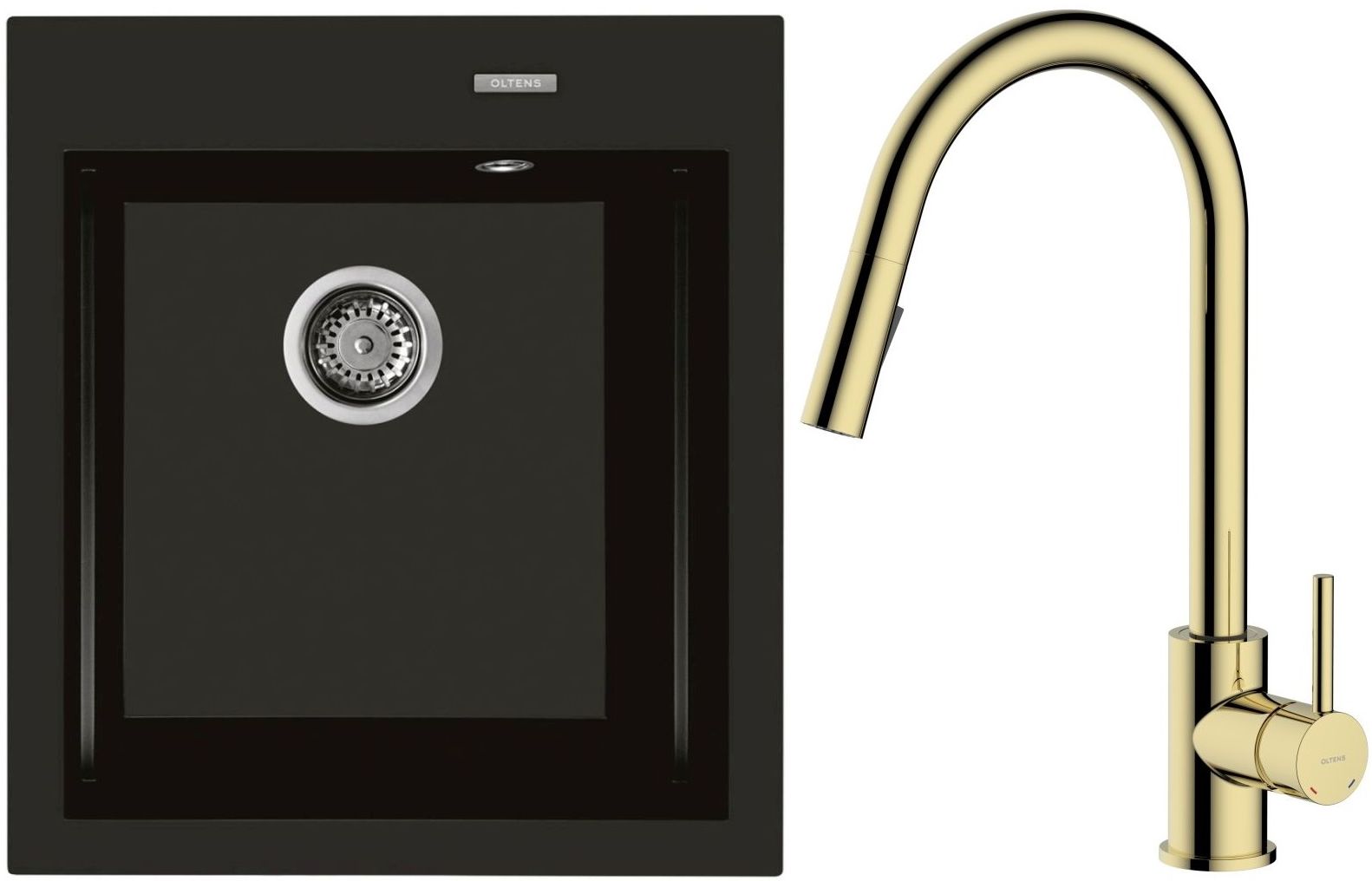 Set Küchenarmatur Oltens Litla 35204800, Granitspüle Oltens Gravan 72001300