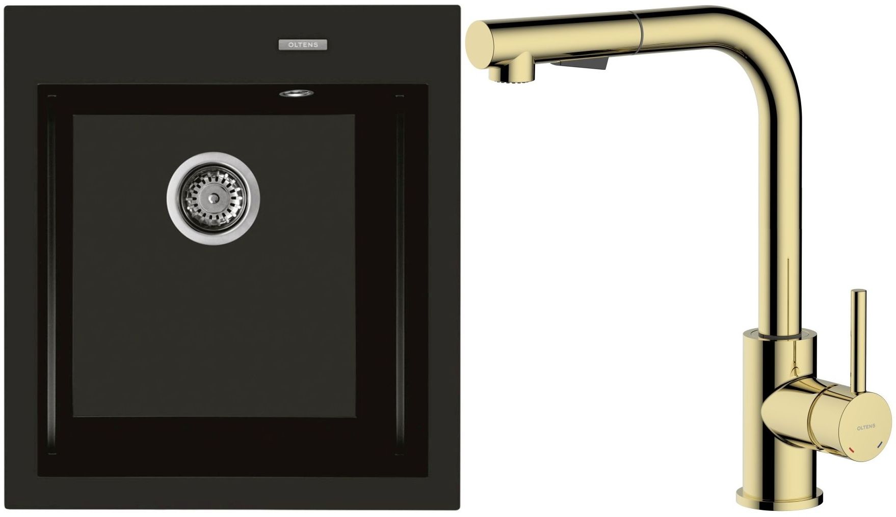 Set Küchenarmatur Oltens Myvat 35205800, Granitspüle Oltens Gravan 72001300