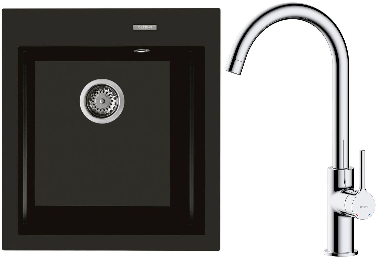 Set Granitspüle Oltens Gravan 72001300, Küchenarmatur Oltens Skafta 35206100