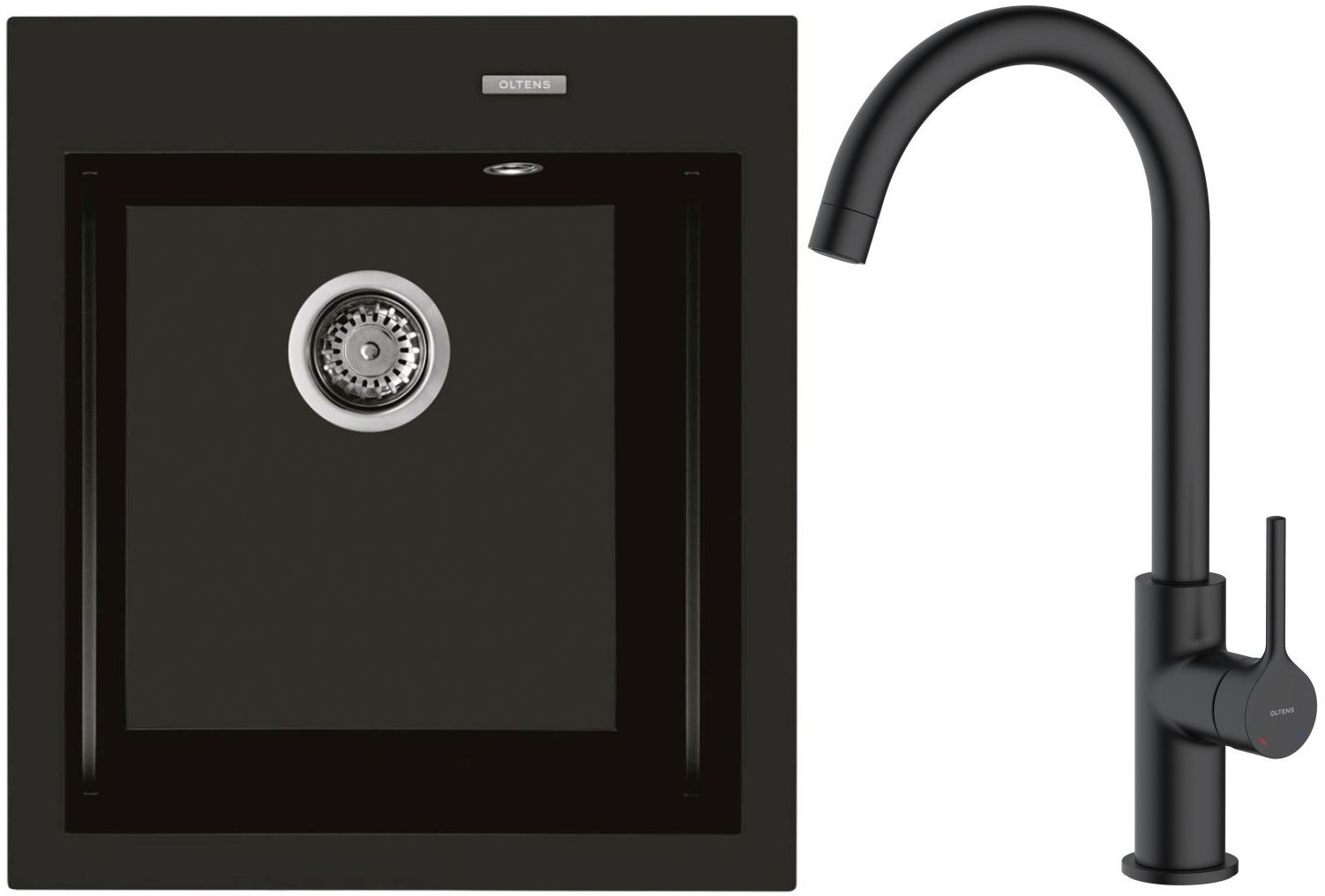 Set Granitspüle Oltens Gravan 72001300, Küchenarmatur Oltens Skafta 35206300