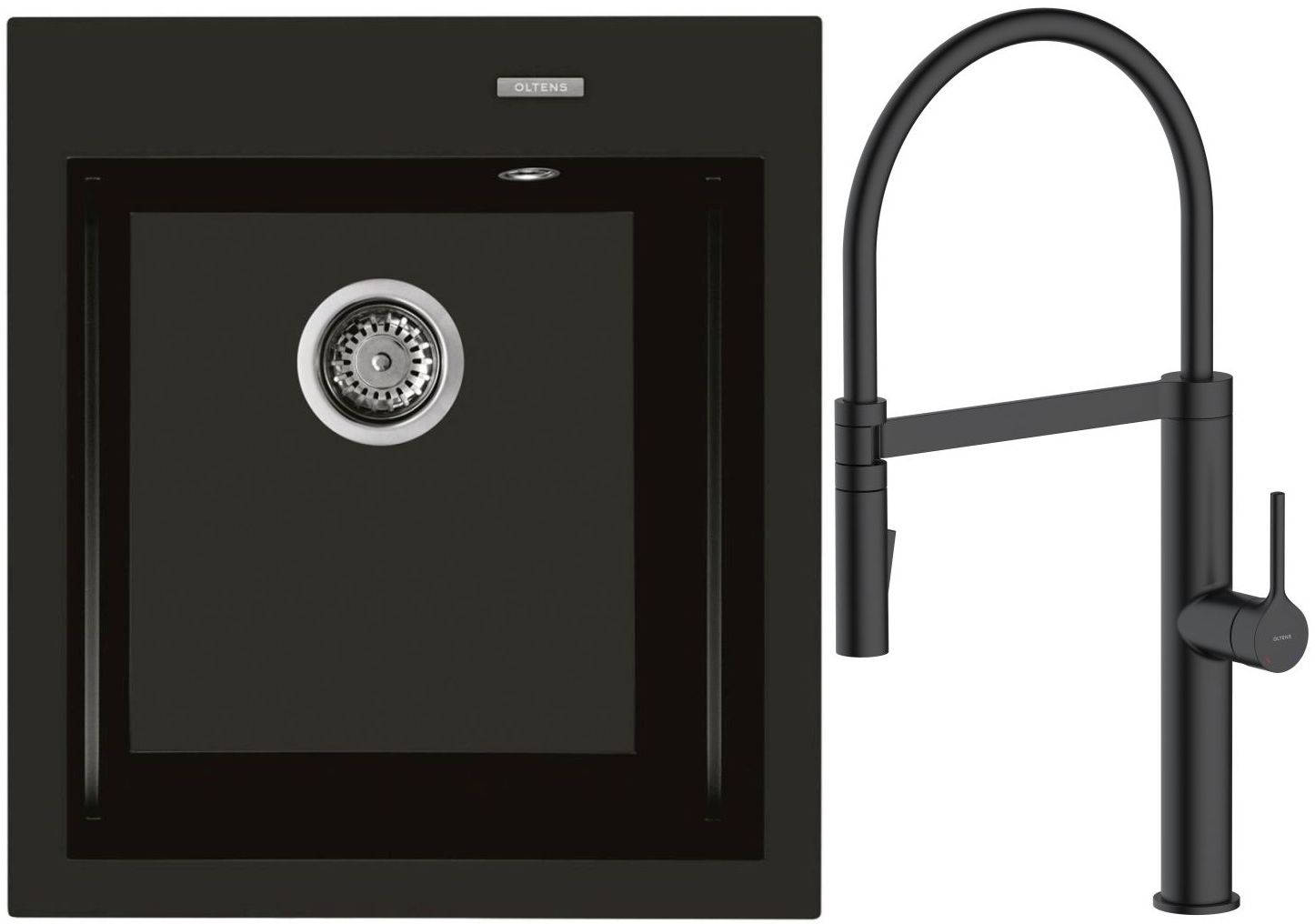 Set Küchenarmatur Oltens Borga 35207300, Granitspüle Oltens Gravan 72001300