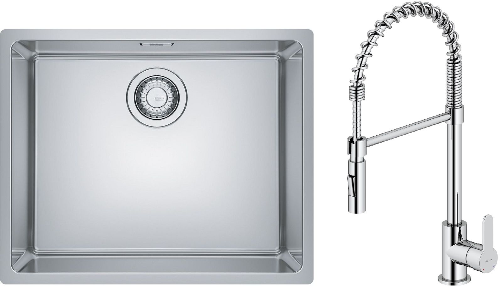 Set Stahlspüle Franke Maris 122.0543.996, Küchenarmatur Oltens Duf 35203100