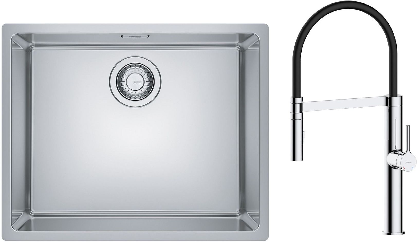 Set Stahlspüle Franke Maris 122.0543.996, Küchenarmatur Oltens Borga 35207100