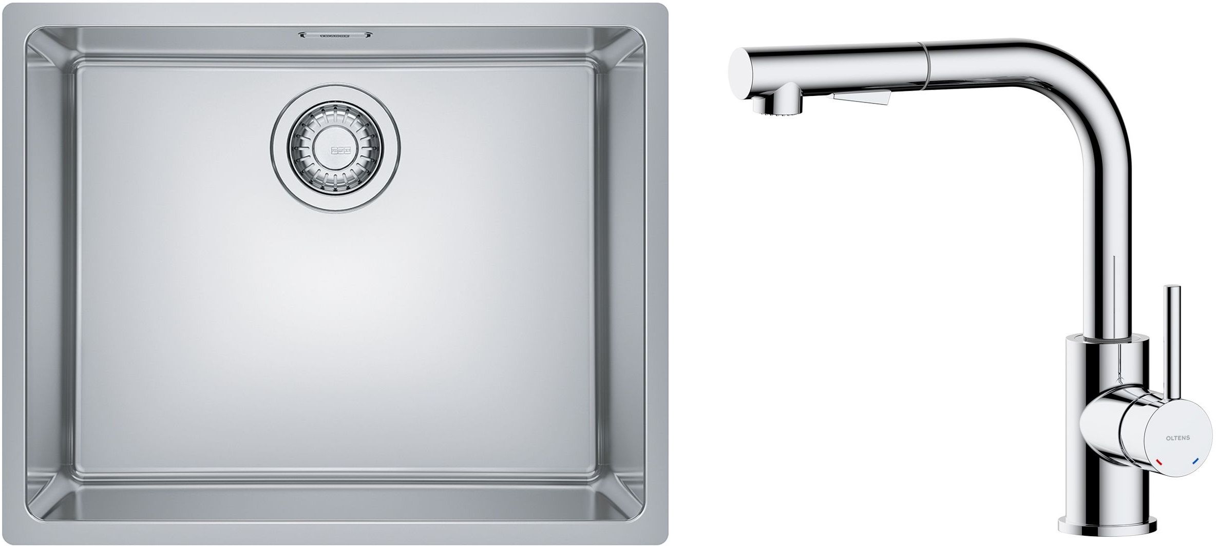 Set Stahlspüle Franke Maris 122.0543.996, Küchenarmatur Oltens Myvat 35205100