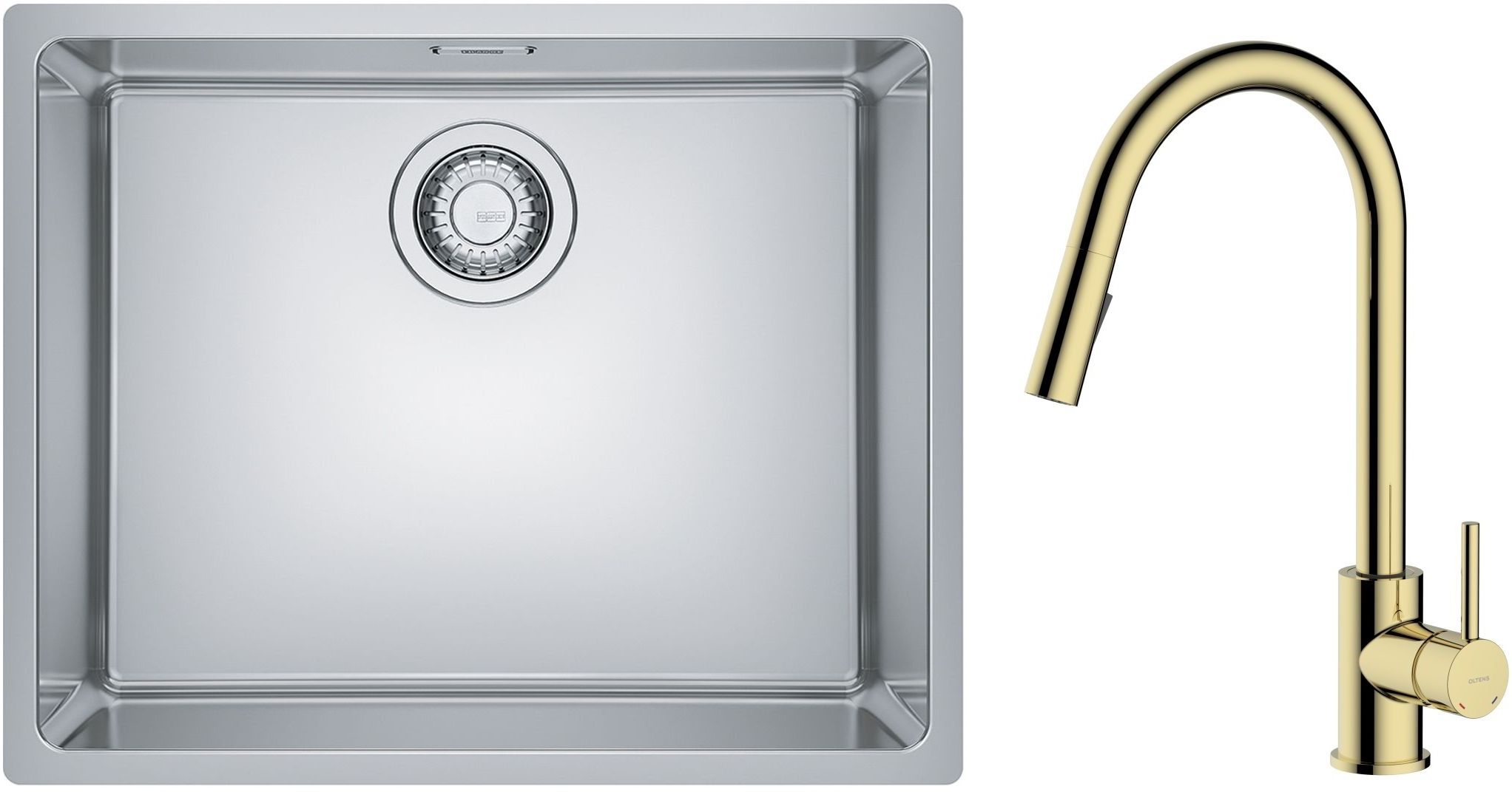 Set Stahlspüle Franke Maris 122.0543.996, Küchenarmatur Oltens Litla 35204800