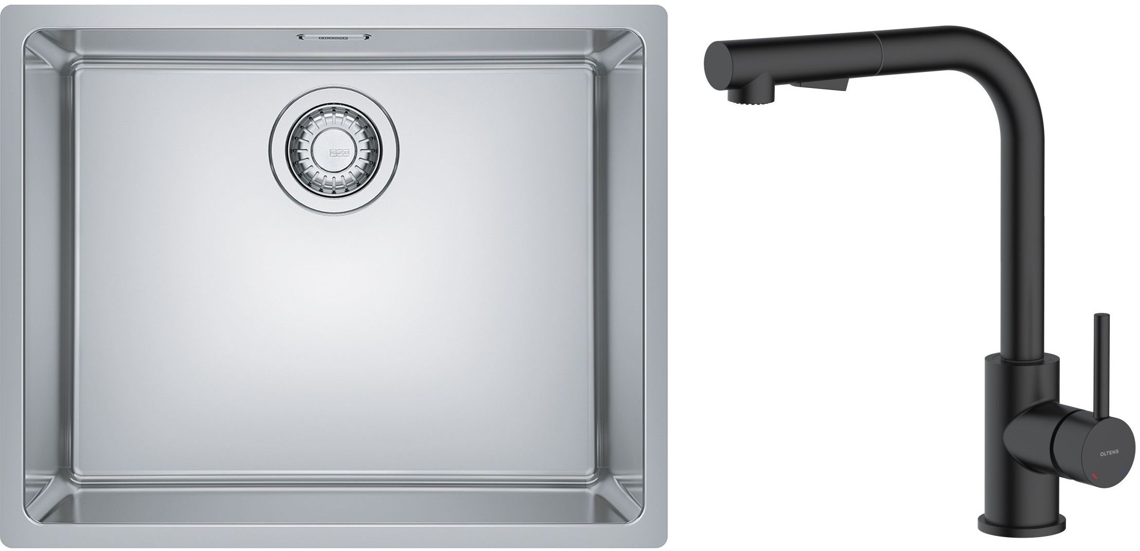 Set Stahlspüle Franke Maris 122.0543.996, Küchenarmatur Oltens Myvat 35205300
