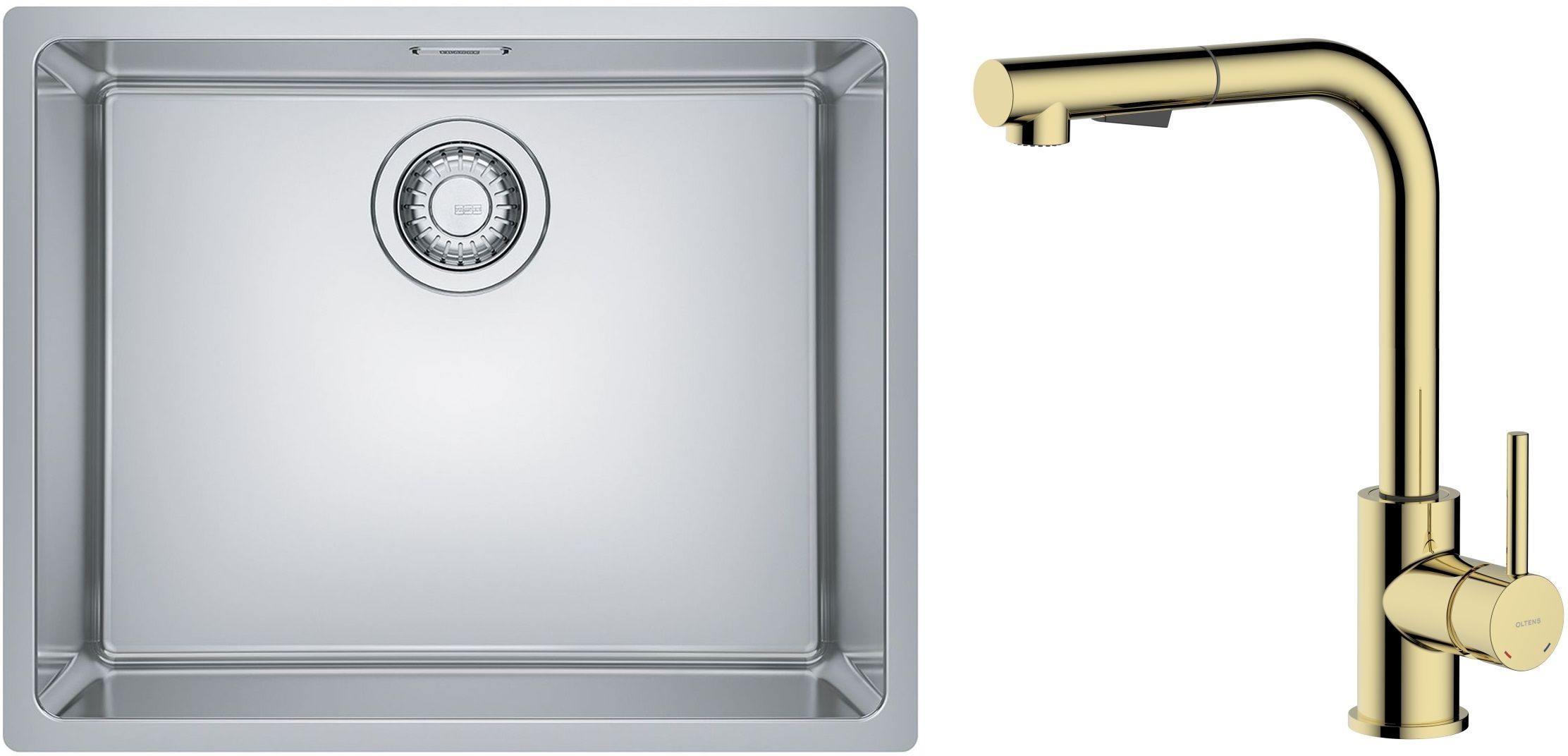 Set Stahlspüle Franke Maris 122.0543.996, Küchenarmatur Oltens Myvat 35205800