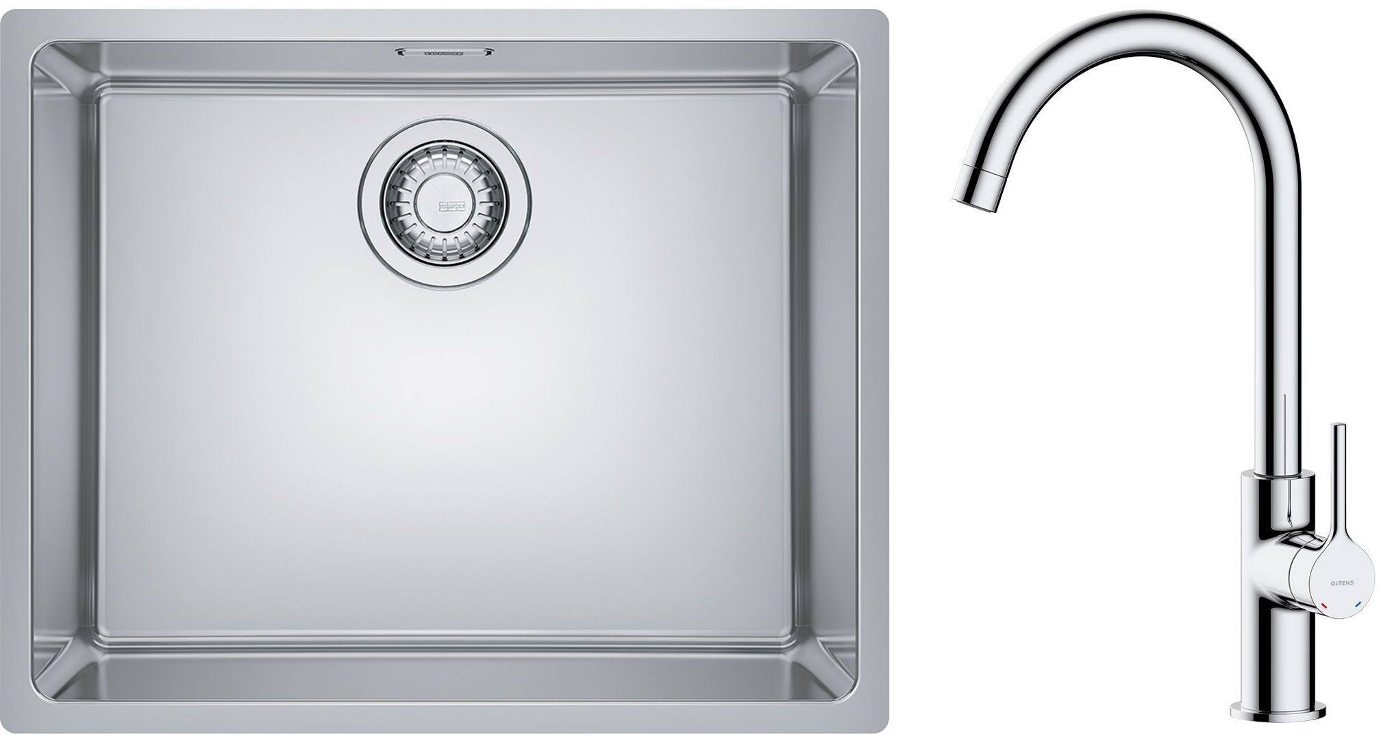 Set Stahlspüle Franke Maris 122.0543.996, Küchenarmatur Oltens Skafta 35206100