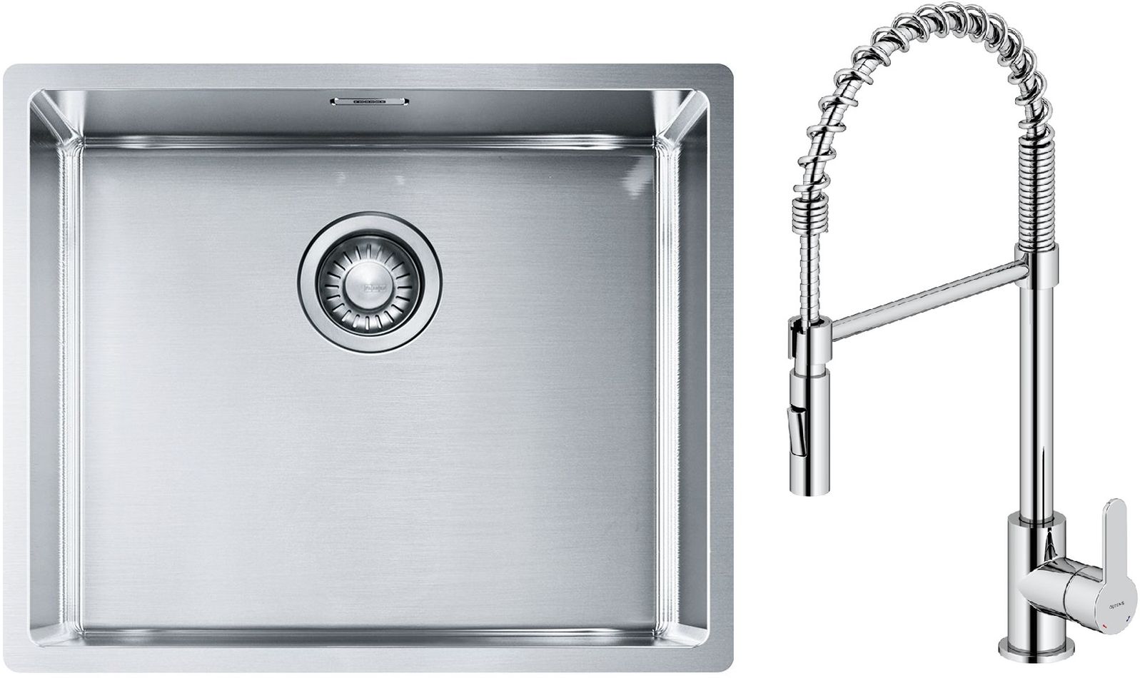 Set Stahlspüle Franke Box 127.0453.656, Küchenarmatur Oltens Duf 35203100